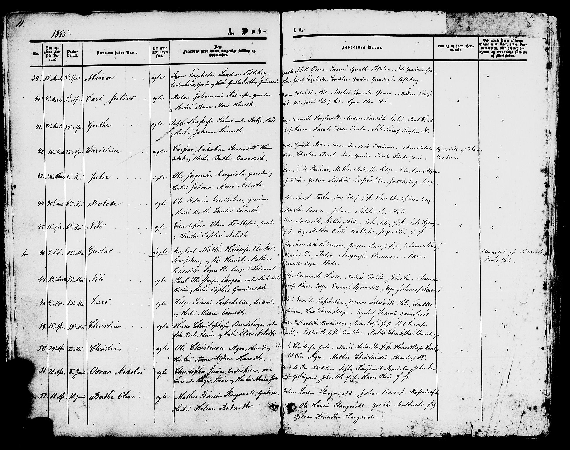 Råde prestekontor kirkebøker, AV/SAO-A-2009/F/Fa/L0006: Parish register (official) no. 6, 1854-1877, p. 11