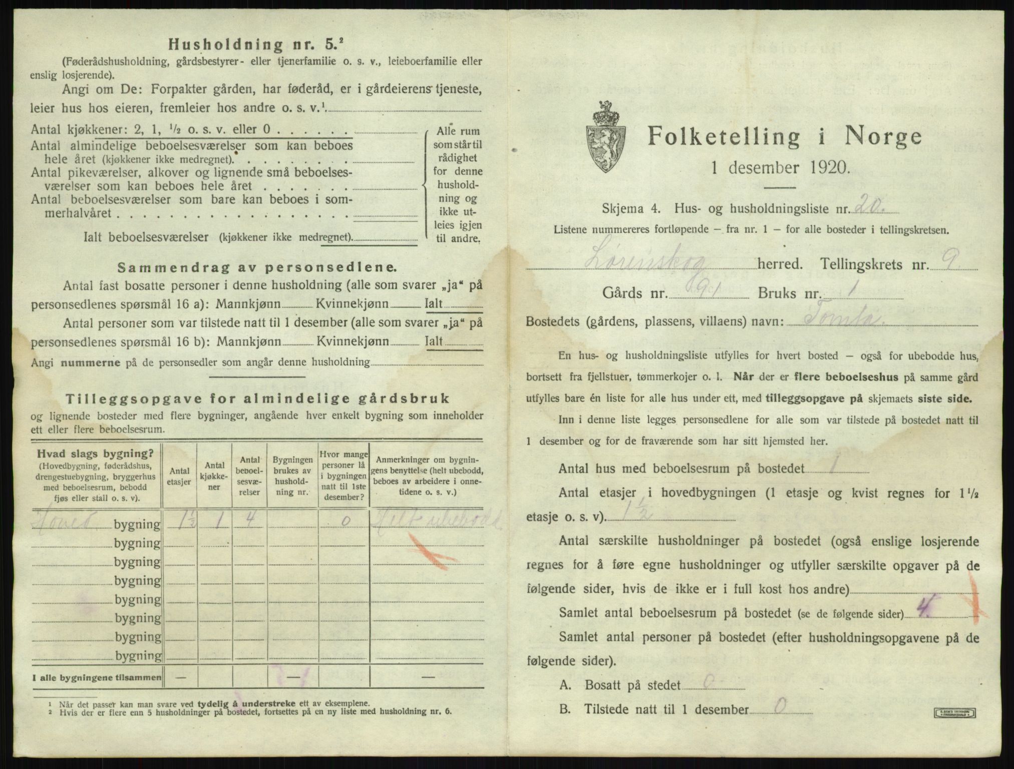 SAO, 1920 census for Lørenskog, 1920, p. 1074