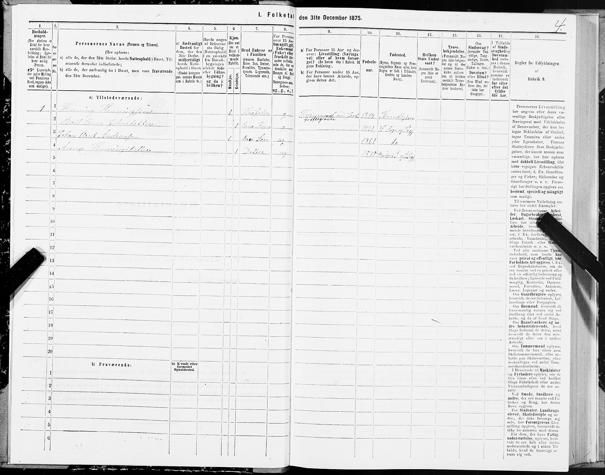 SAT, 1875 census for 1718P Leksvik, 1875, p. 3004