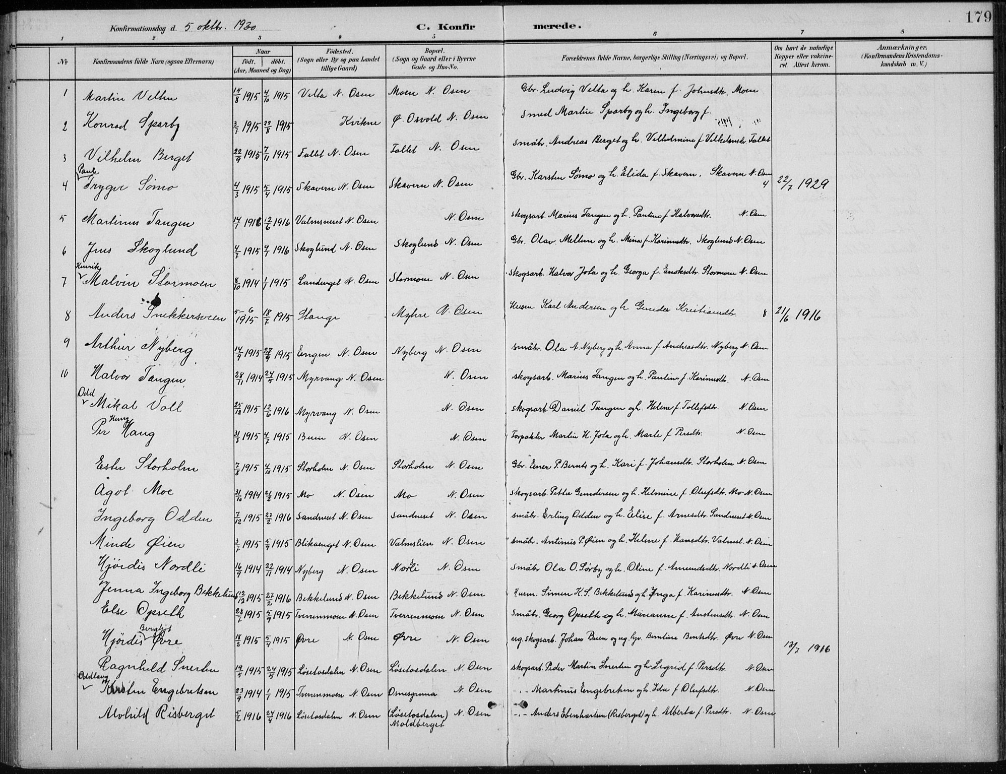 Åmot prestekontor, Hedmark, AV/SAH-PREST-056/H/Ha/Hab/L0003: Parish register (copy) no. 3, 1902-1938, p. 179