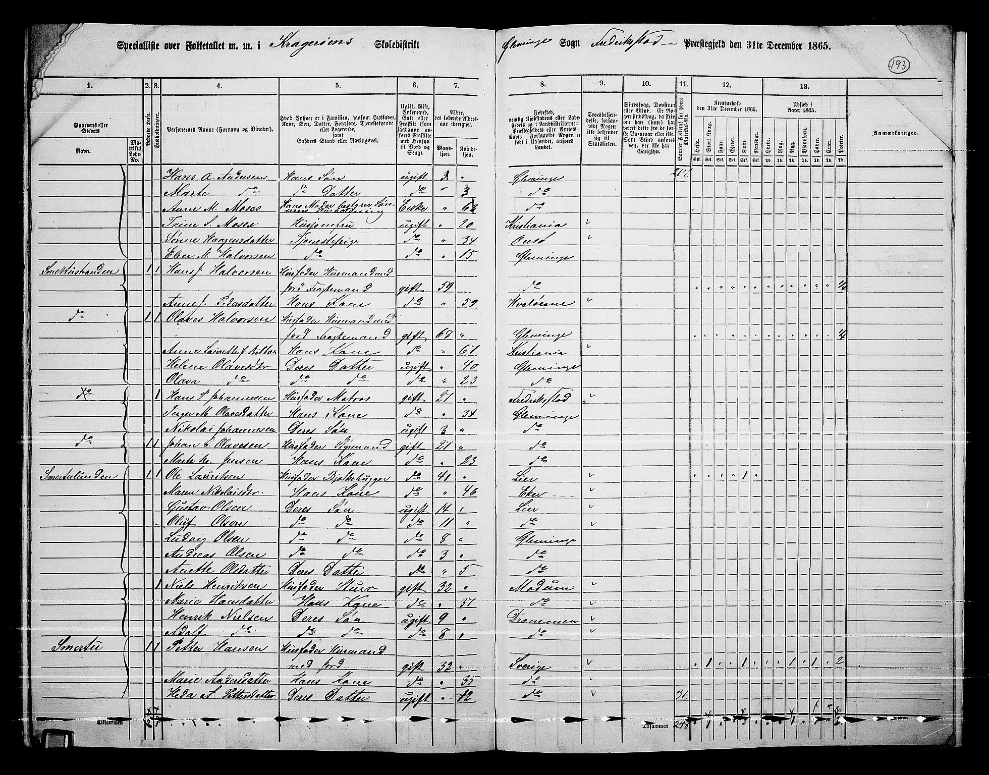 RA, 1865 census for Fredrikstad/Glemmen, 1865, p. 182