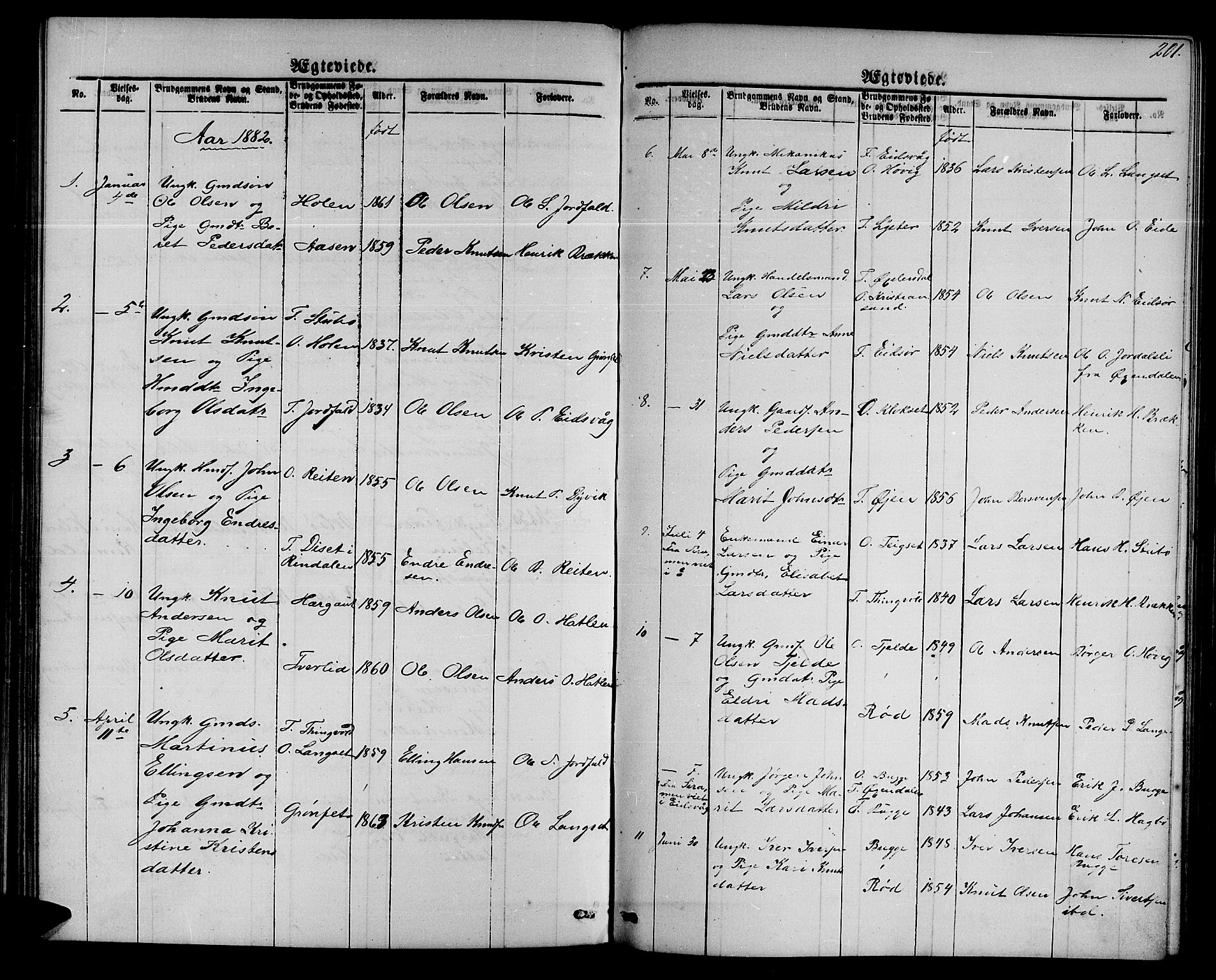 Ministerialprotokoller, klokkerbøker og fødselsregistre - Møre og Romsdal, AV/SAT-A-1454/551/L0630: Parish register (copy) no. 551C02, 1867-1885, p. 201