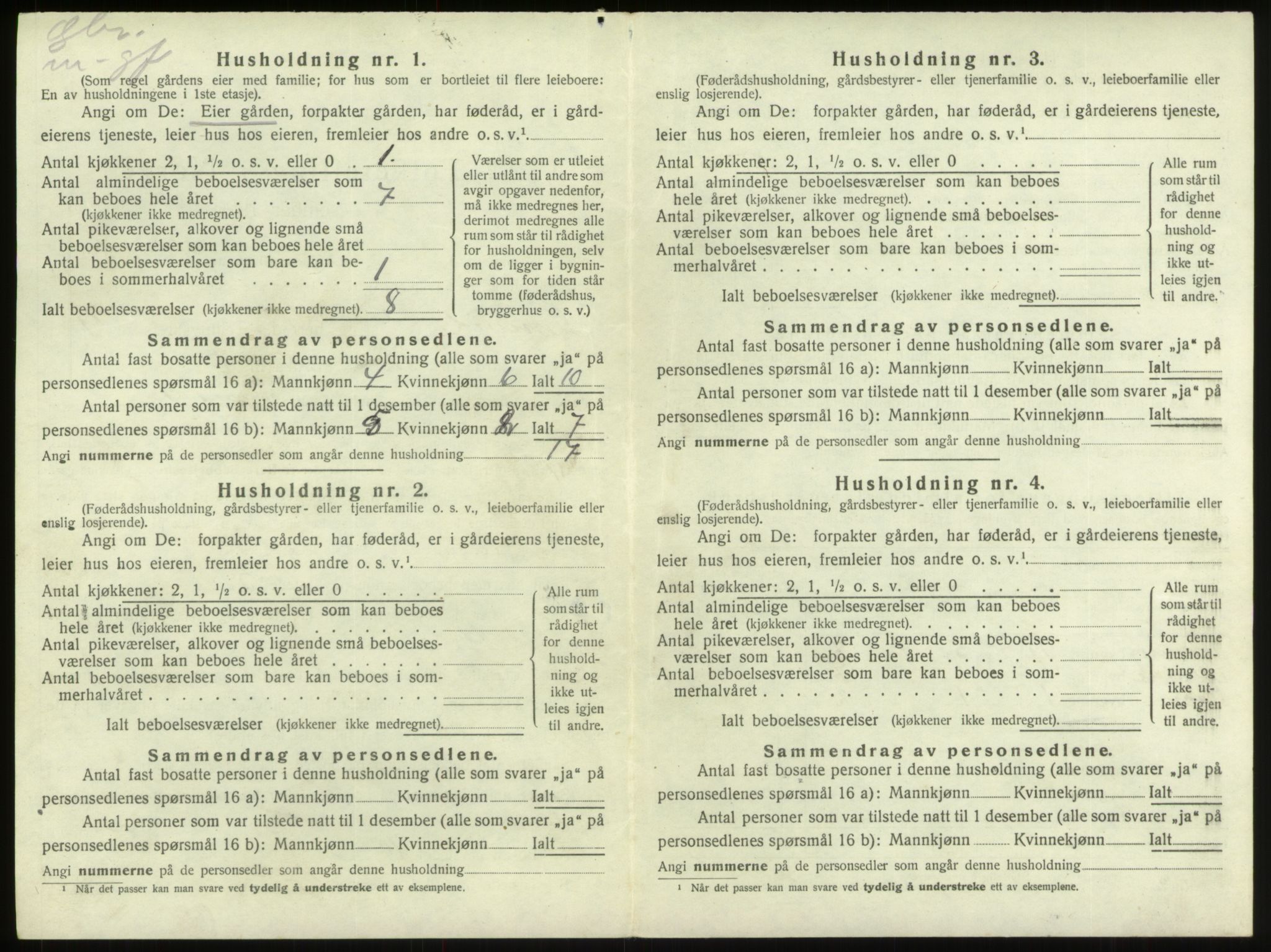 SAB, 1920 census for Innvik, 1920, p. 544