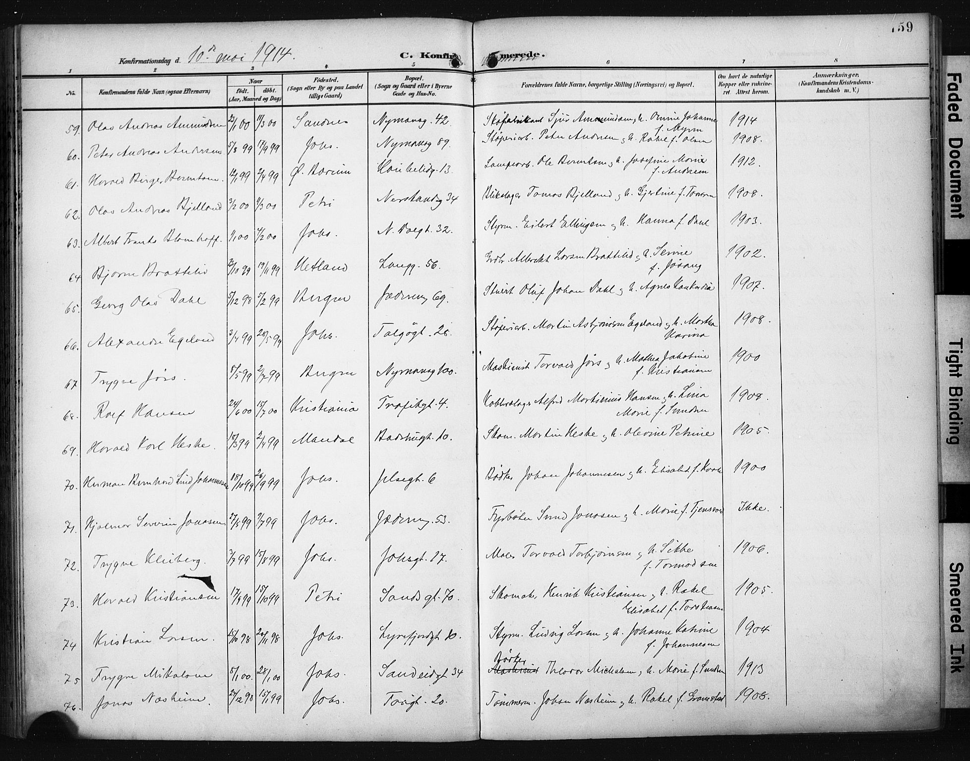 St. Johannes sokneprestkontor, AV/SAST-A-101814/001/30/30BA/L0006: Parish register (official) no. A 6, 1899-1916, p. 159