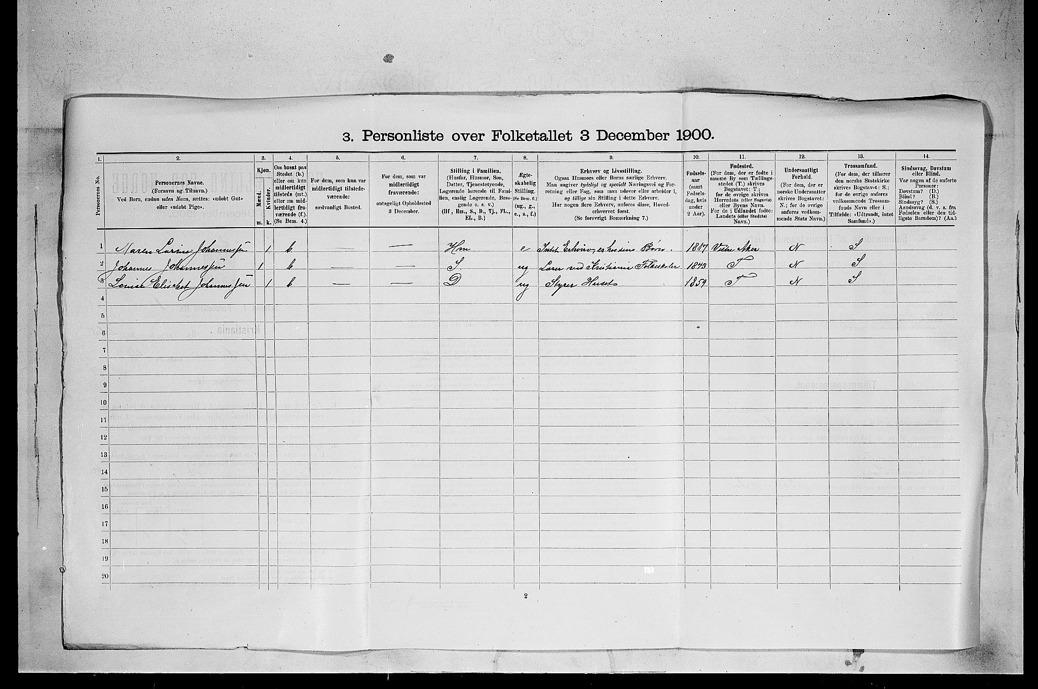 SAO, 1900 census for Kristiania, 1900, p. 20166