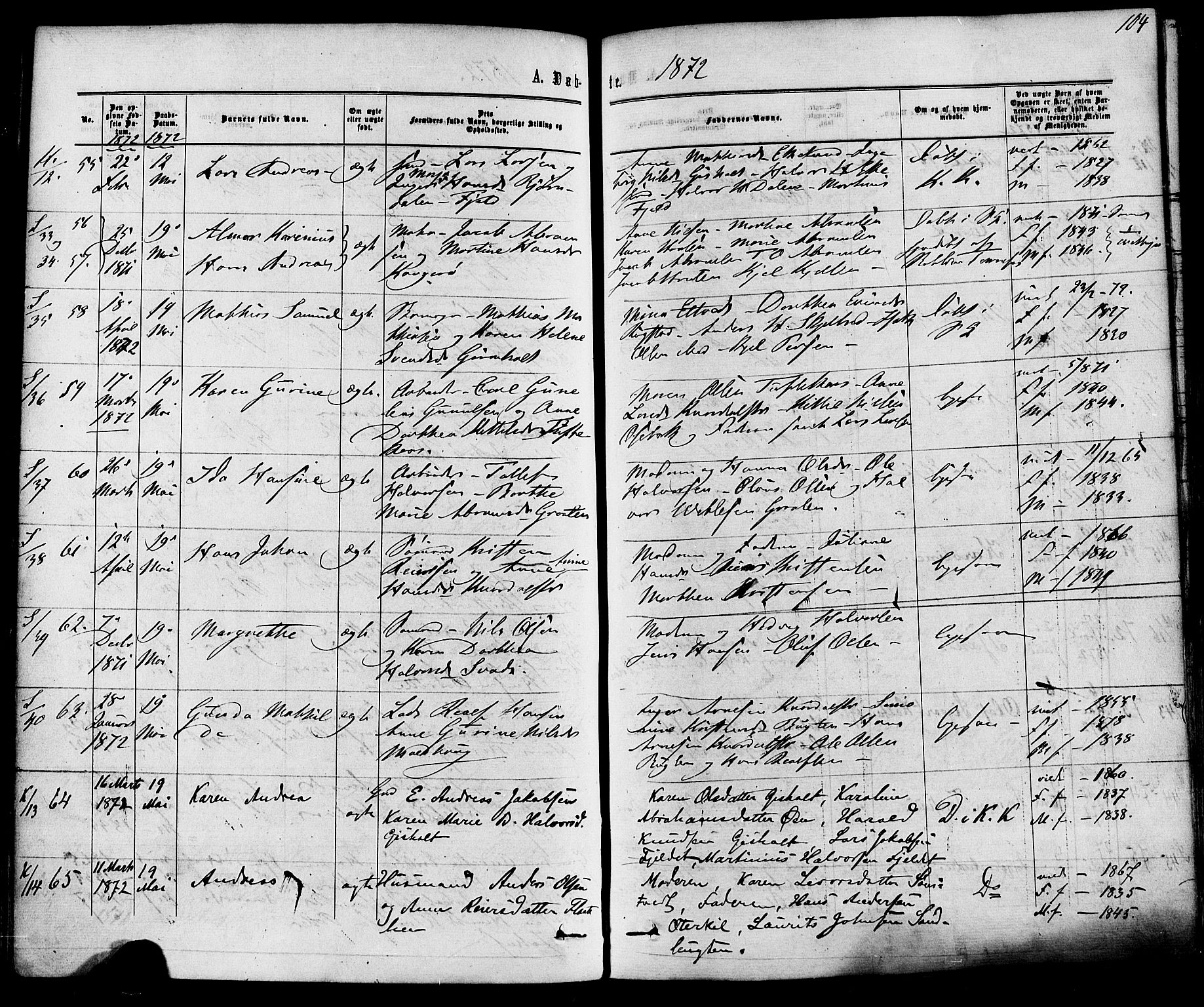 Solum kirkebøker, AV/SAKO-A-306/F/Fa/L0008: Parish register (official) no. I 8, 1865-1876, p. 104