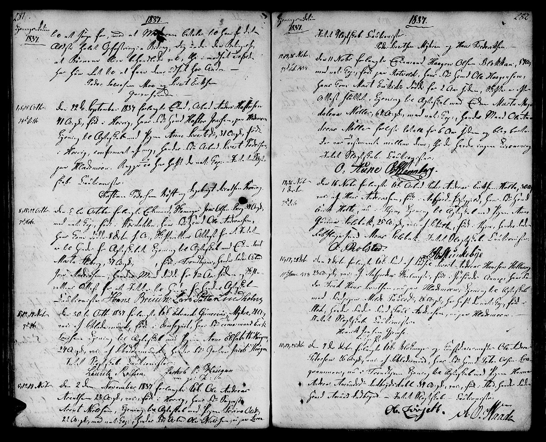 Ministerialprotokoller, klokkerbøker og fødselsregistre - Sør-Trøndelag, SAT/A-1456/604/L0181: Parish register (official) no. 604A02, 1798-1817, p. 281-282