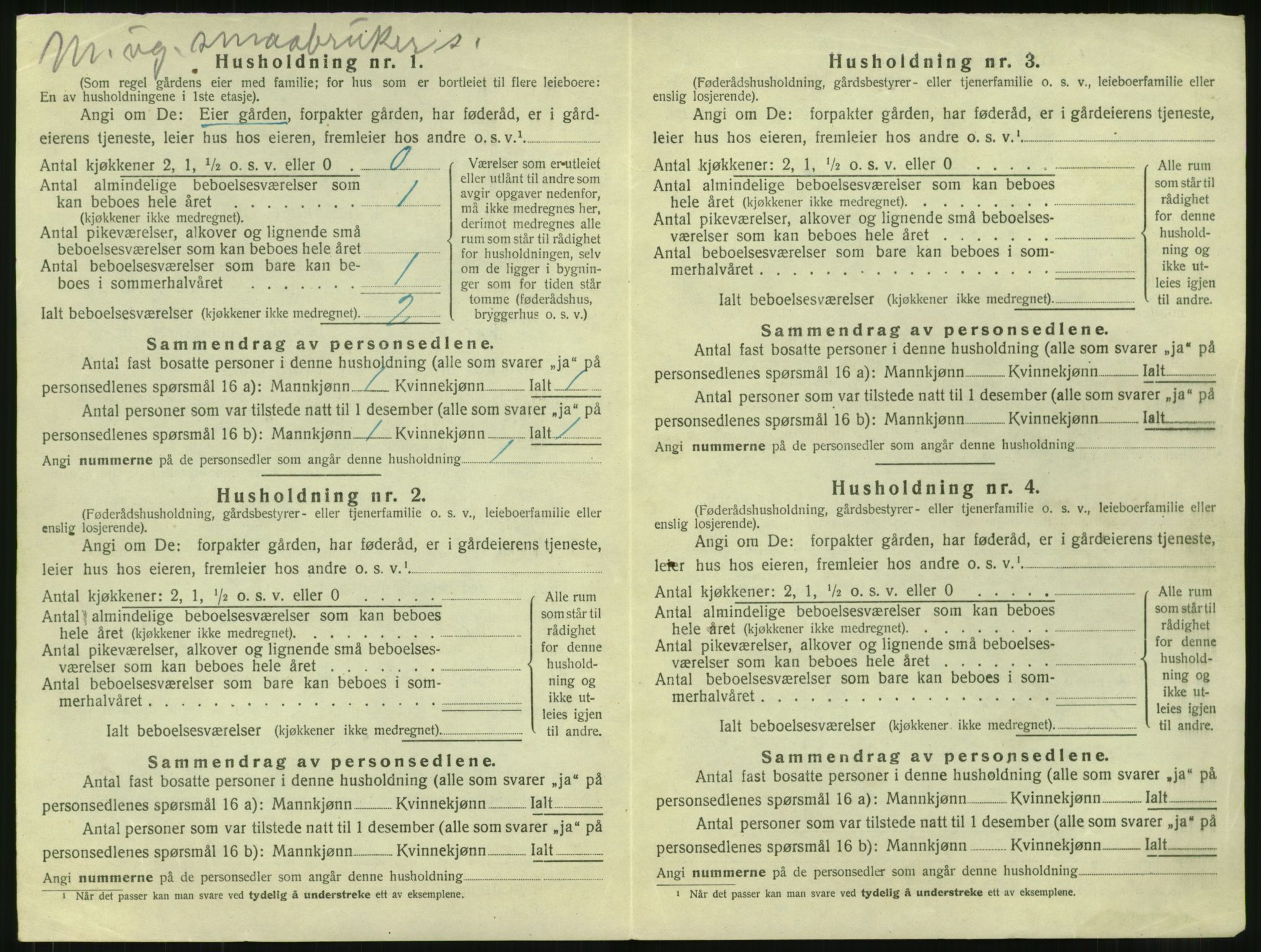 SAT, 1920 census for Vestnes, 1920, p. 462