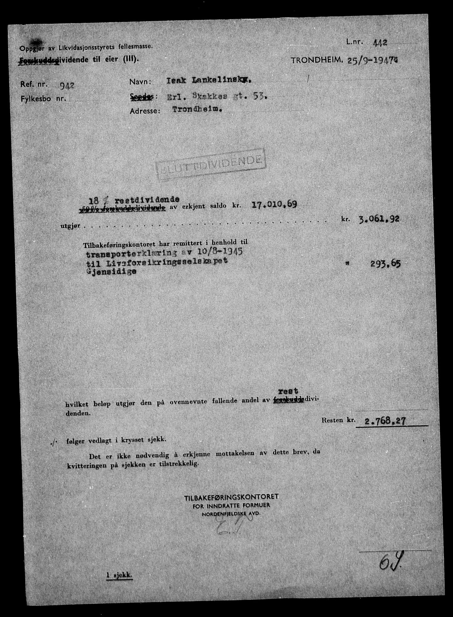 Justisdepartementet, Tilbakeføringskontoret for inndratte formuer, AV/RA-S-1564/H/Hc/Hca/L0902: --, 1945-1947, p. 642