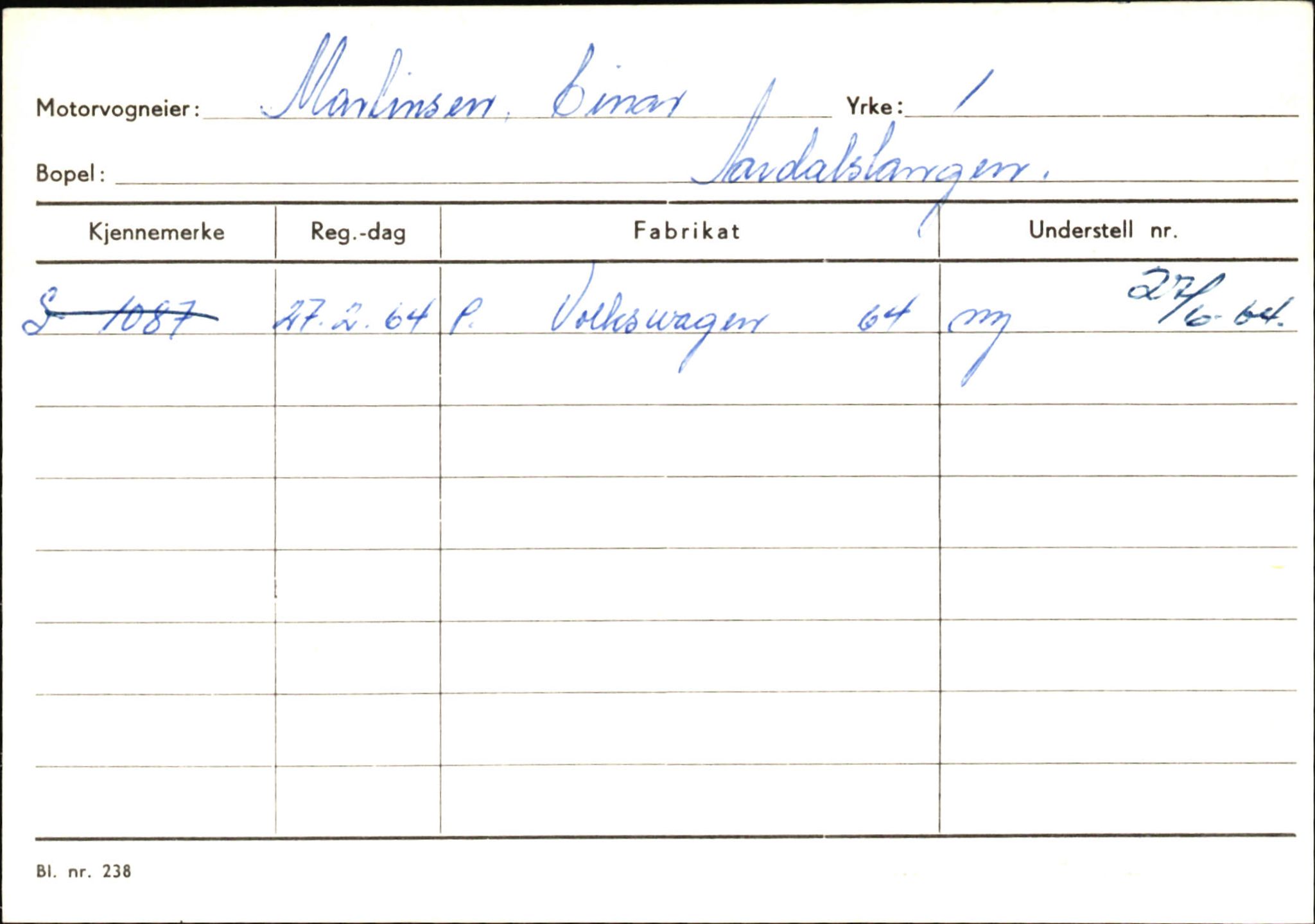 Statens vegvesen, Sogn og Fjordane vegkontor, SAB/A-5301/4/F/L0145: Registerkort Vågsøy S-Å. Årdal I-P, 1945-1975, p. 1633