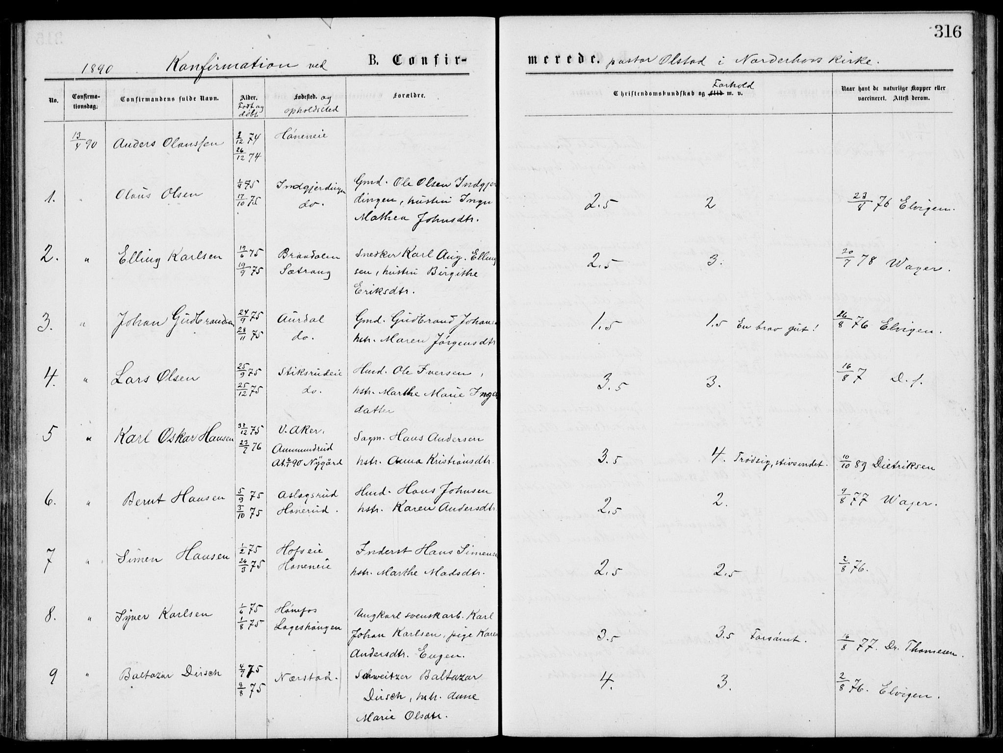 Norderhov kirkebøker, SAKO/A-237/G/Gb/L0001: Parish register (copy) no. II 1, 1876-1899, p. 316