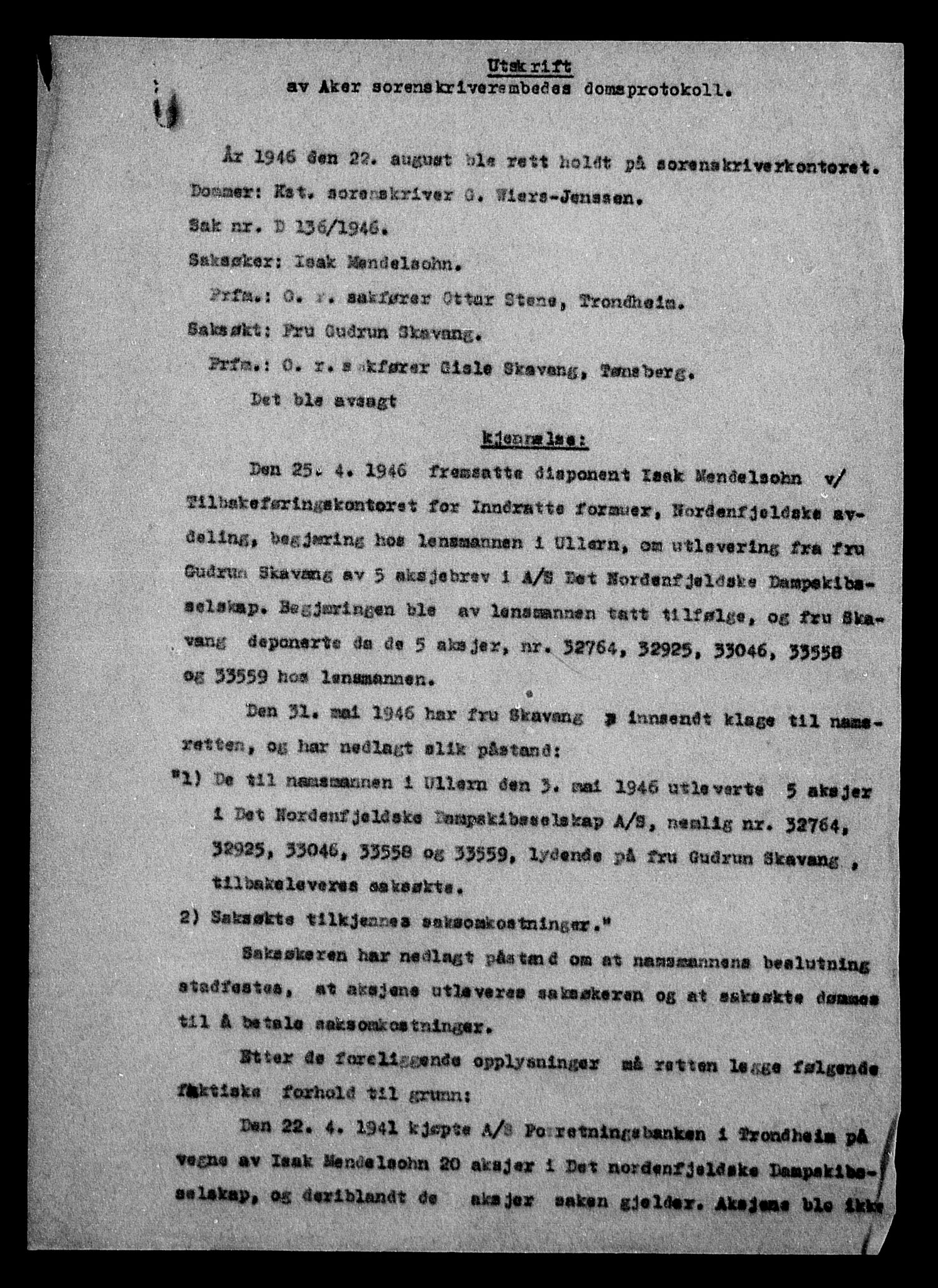 Justisdepartementet, Tilbakeføringskontoret for inndratte formuer, AV/RA-S-1564/H/Hc/Hca/L0909: --, 1945-1947, p. 48