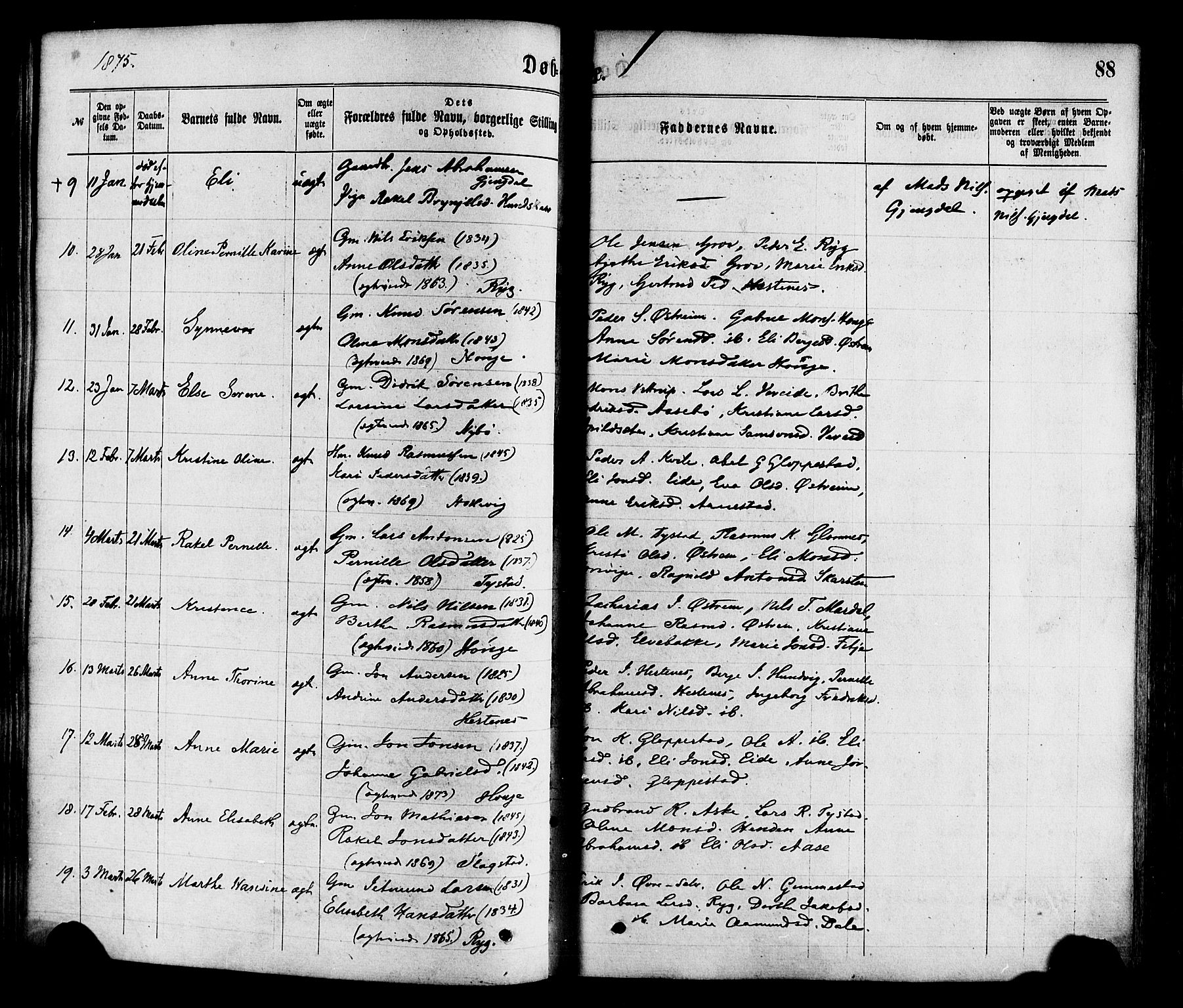 Gloppen sokneprestembete, AV/SAB-A-80101/H/Haa/Haaa/L0010: Parish register (official) no. A 10, 1871-1884, p. 88