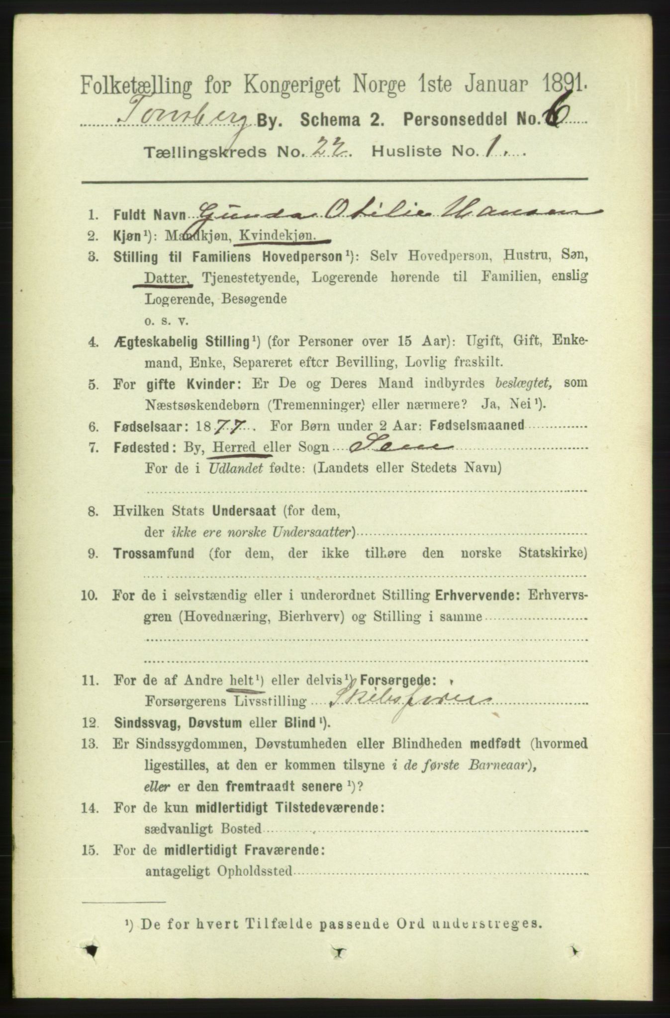 RA, 1891 census for 0705 Tønsberg, 1891, p. 5771