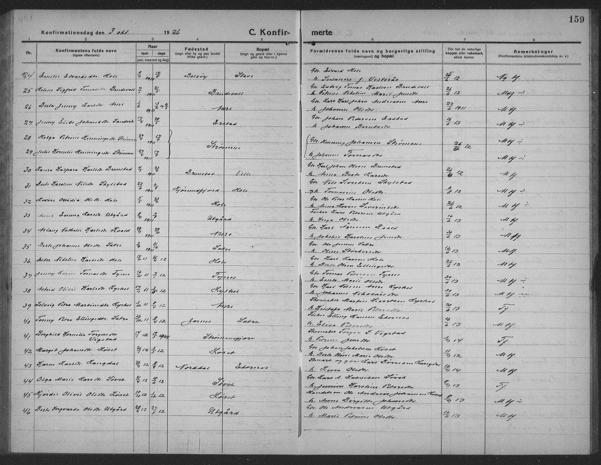 Ministerialprotokoller, klokkerbøker og fødselsregistre - Møre og Romsdal, AV/SAT-A-1454/523/L0342: Parish register (copy) no. 523C05, 1916-1937, p. 159