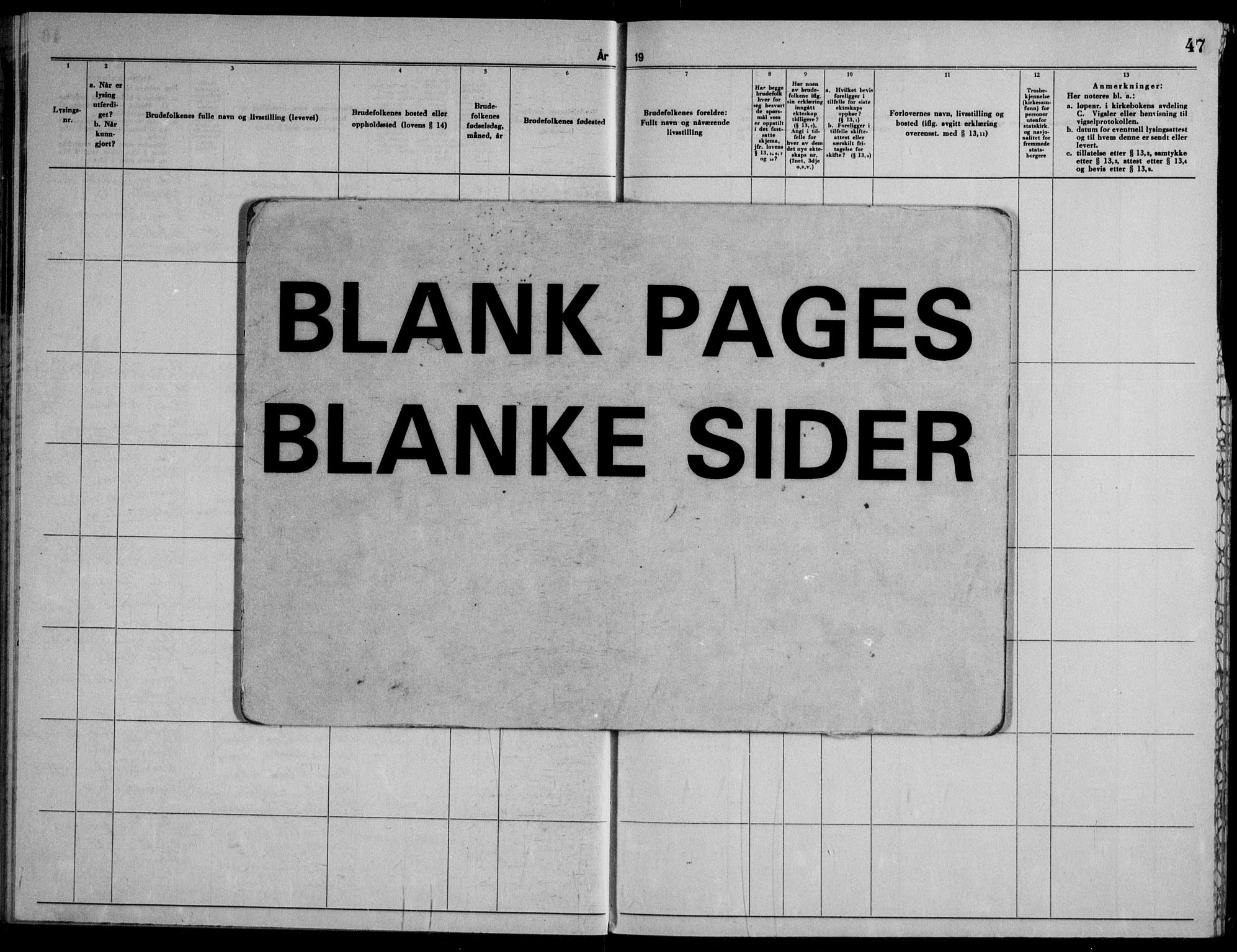 Haug kirkebøker, AV/SAKO-A-604/H/Ha/L0001: Banns register no. 1, 1956-1969, p. 47