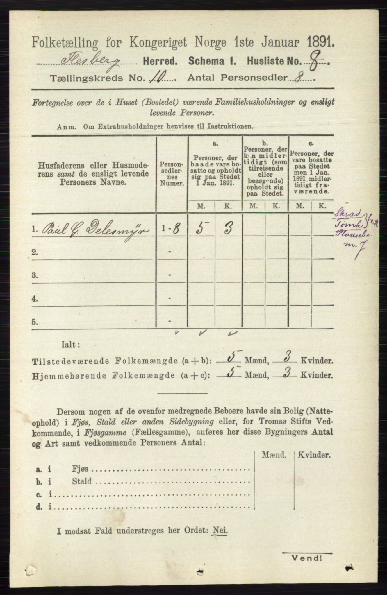 RA, 1891 census for 0631 Flesberg, 1891, p. 1662