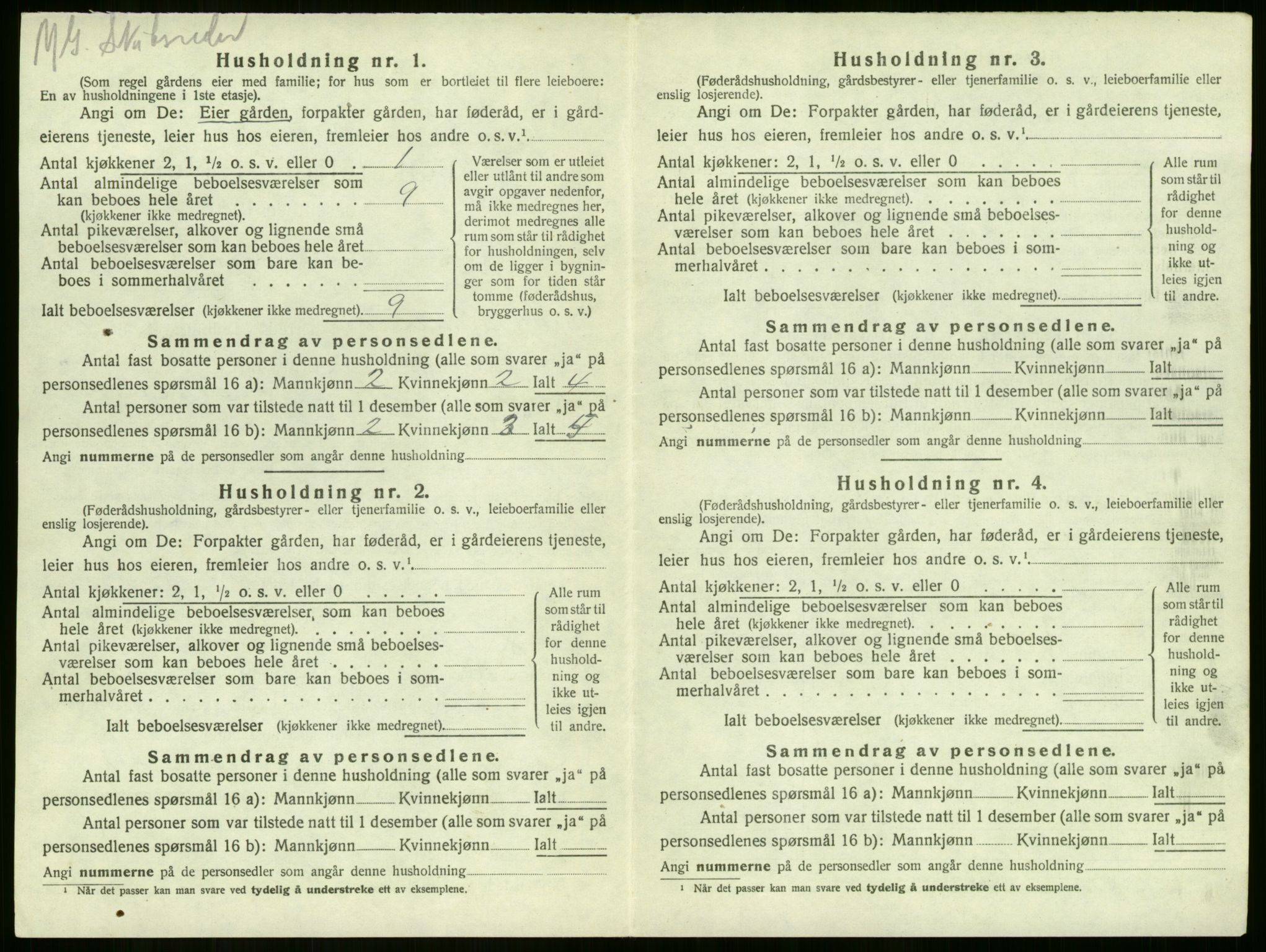 SAKO, 1920 census for Sandeherred, 1920, p. 1419