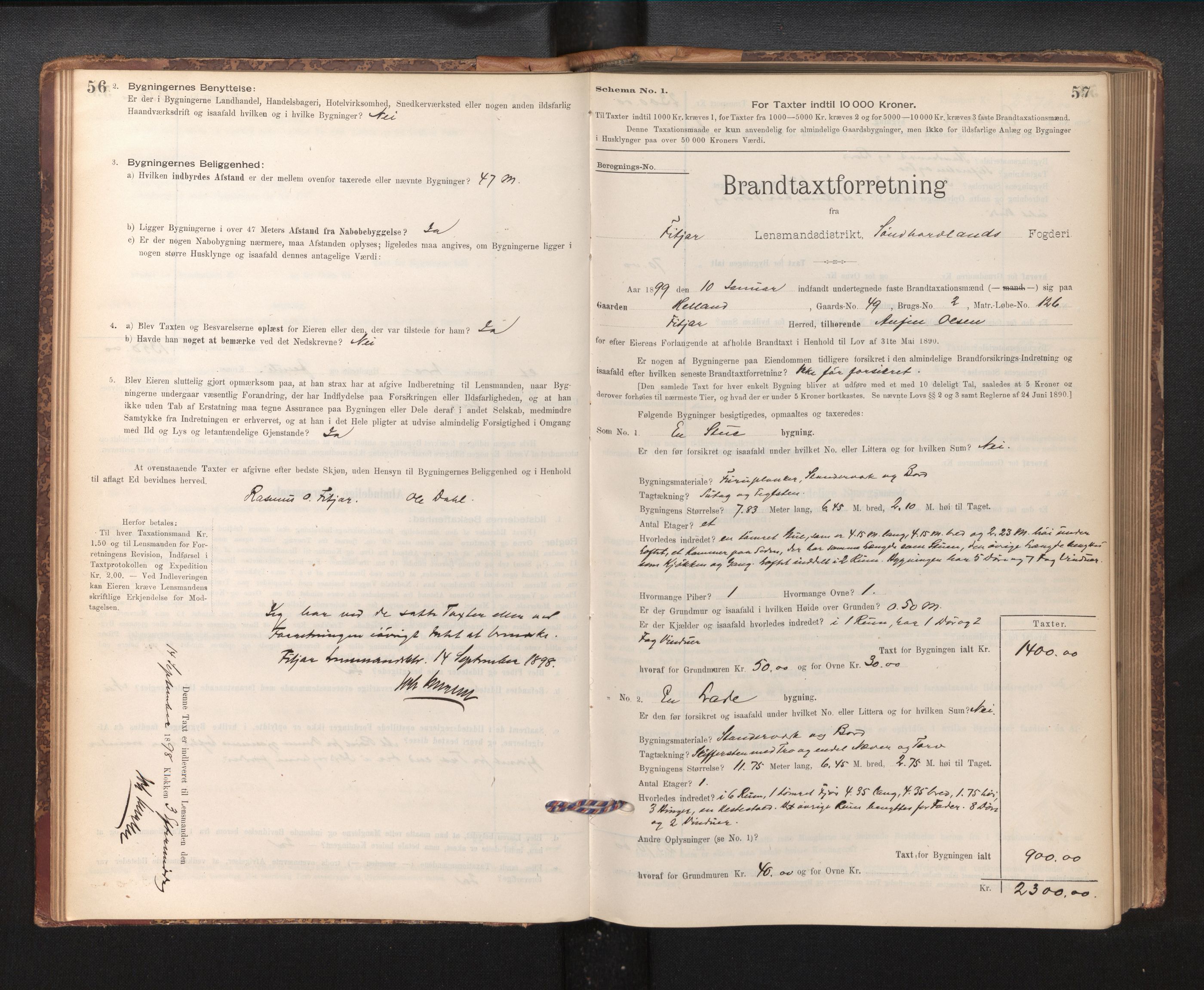 Lensmannen i Fitjar, SAB/A-32001/0012/L0001: Branntakstprotokoll, skjematakst, 1895-1948, p. 56-57