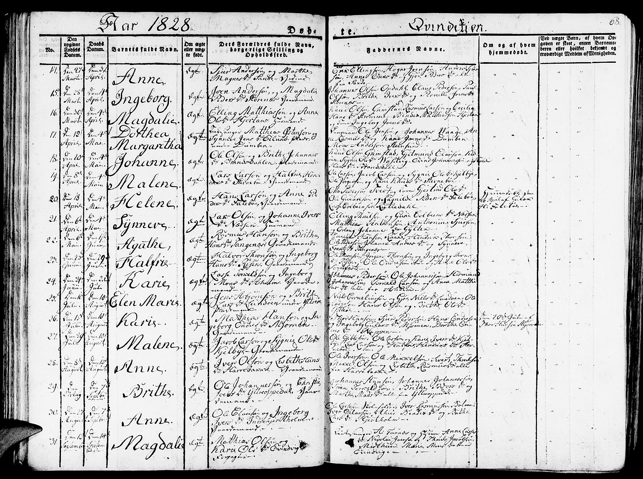 Gulen sokneprestembete, SAB/A-80201/H/Haa/Haaa/L0019: Parish register (official) no. A 19, 1826-1836, p. 68