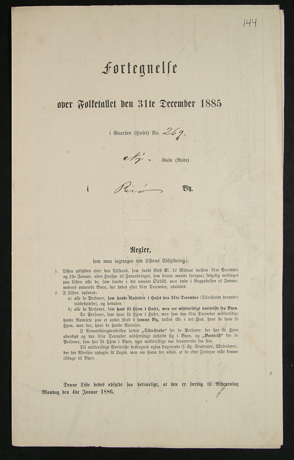 SAK, 1885 census for 0901 Risør, 1885, p. 144