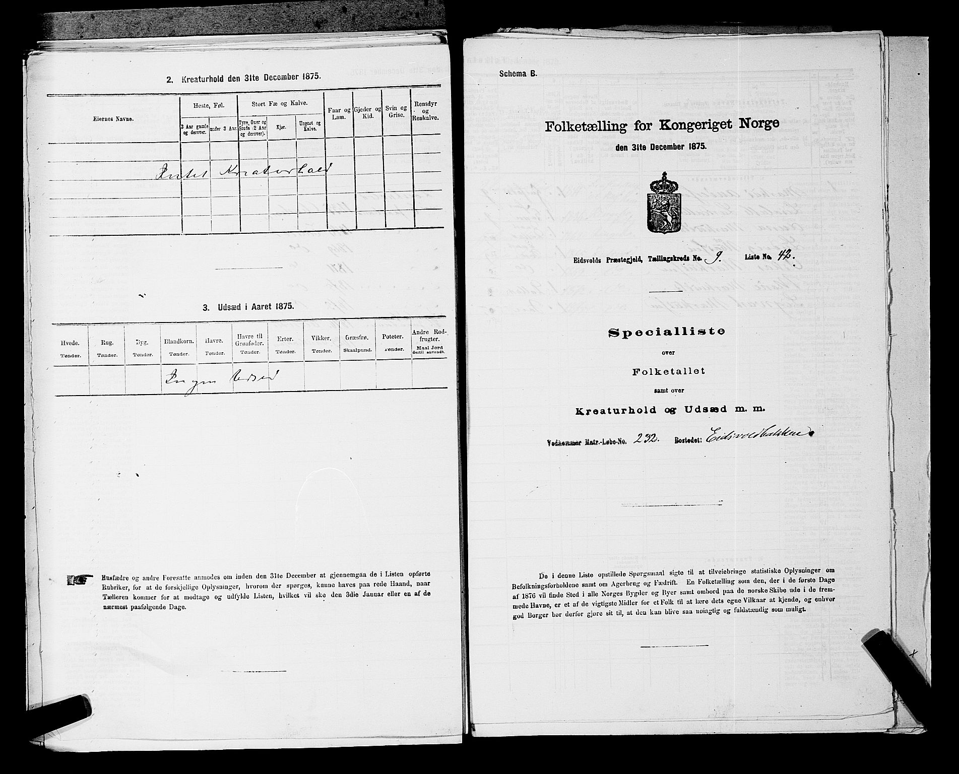 RA, 1875 census for 0237P Eidsvoll, 1875, p. 1449