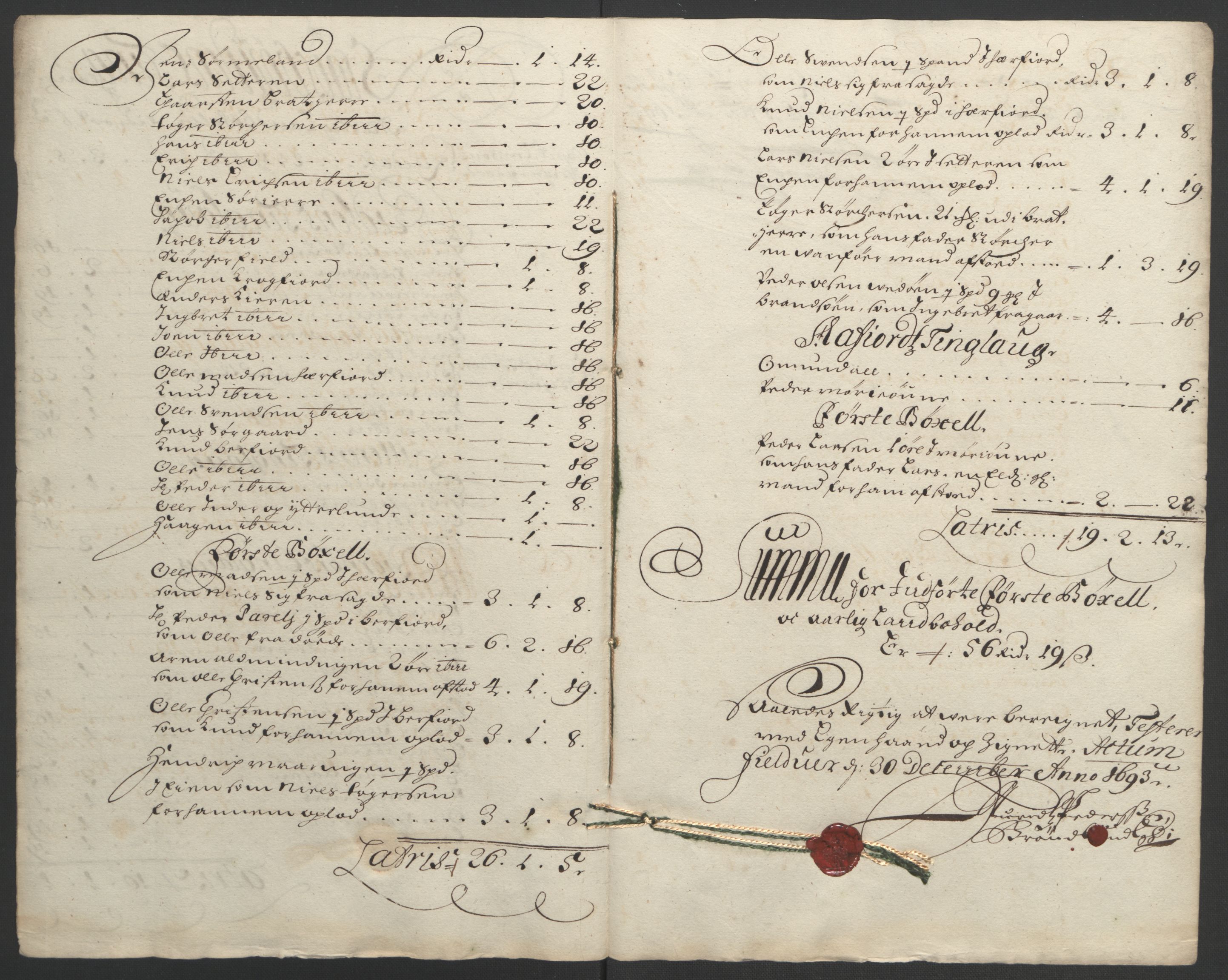 Rentekammeret inntil 1814, Reviderte regnskaper, Fogderegnskap, AV/RA-EA-4092/R57/L3849: Fogderegnskap Fosen, 1692-1693, p. 551