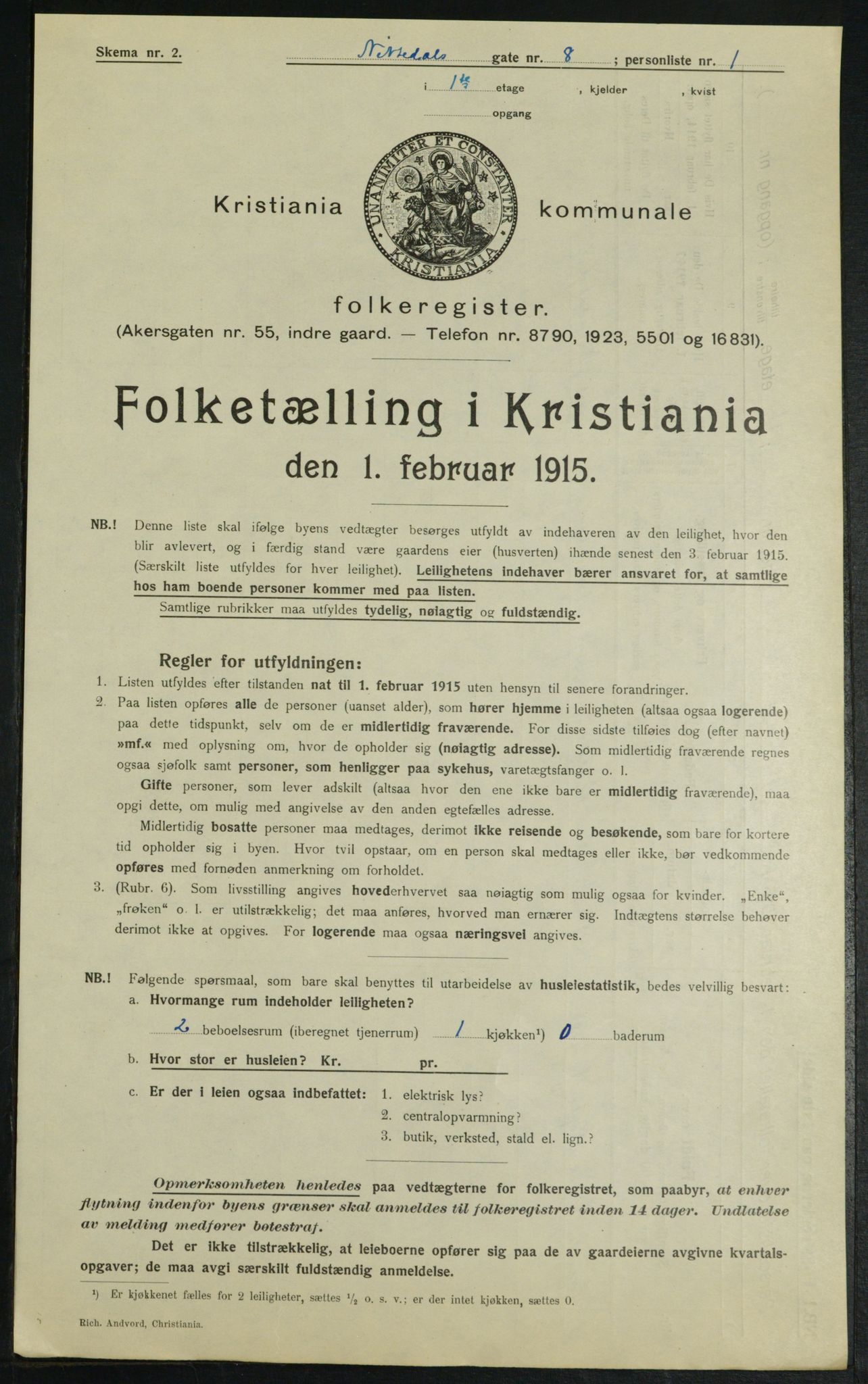 OBA, Municipal Census 1915 for Kristiania, 1915, p. 70694