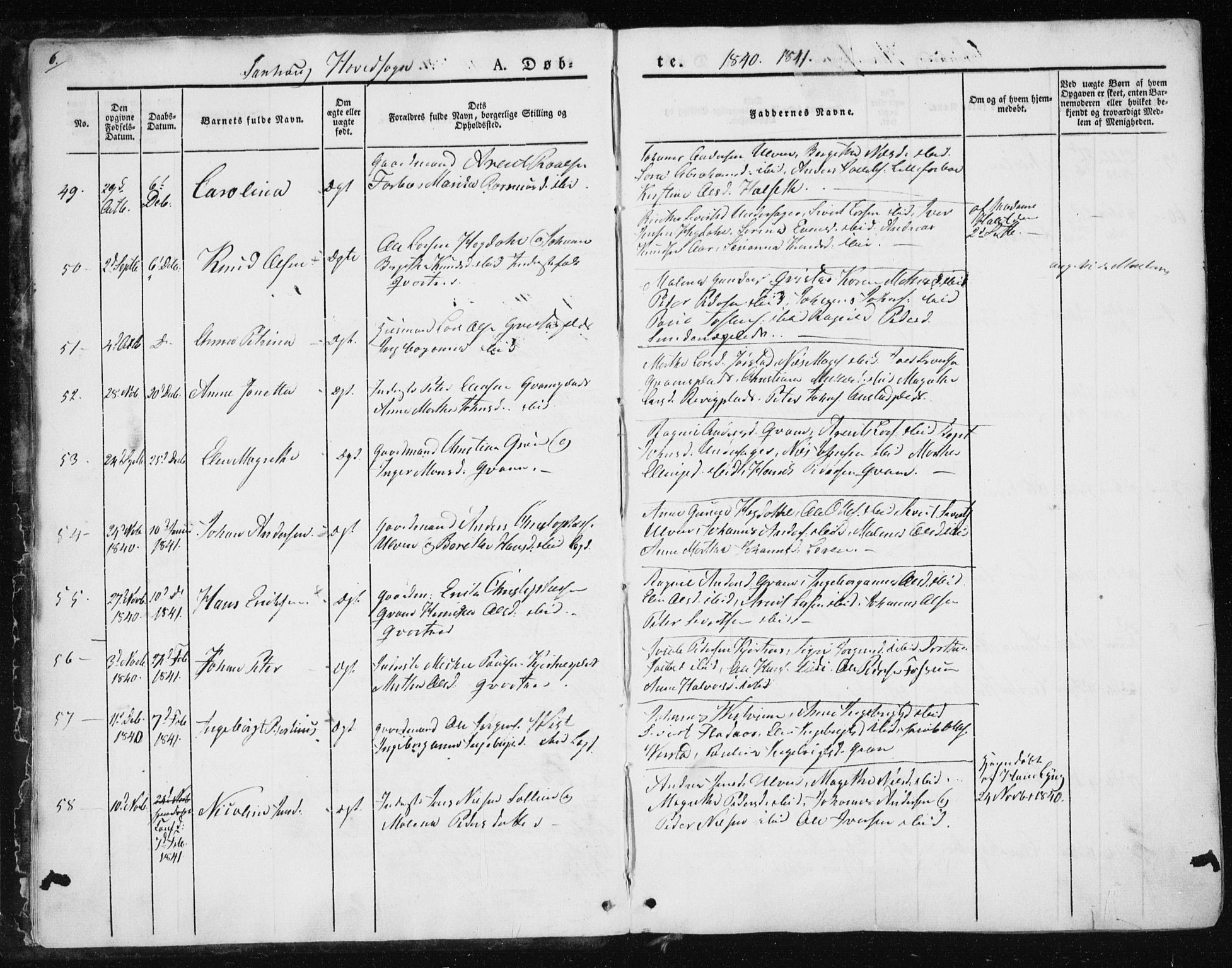 Ministerialprotokoller, klokkerbøker og fødselsregistre - Nord-Trøndelag, SAT/A-1458/730/L0280: Parish register (official) no. 730A07 /1, 1840-1854, p. 6
