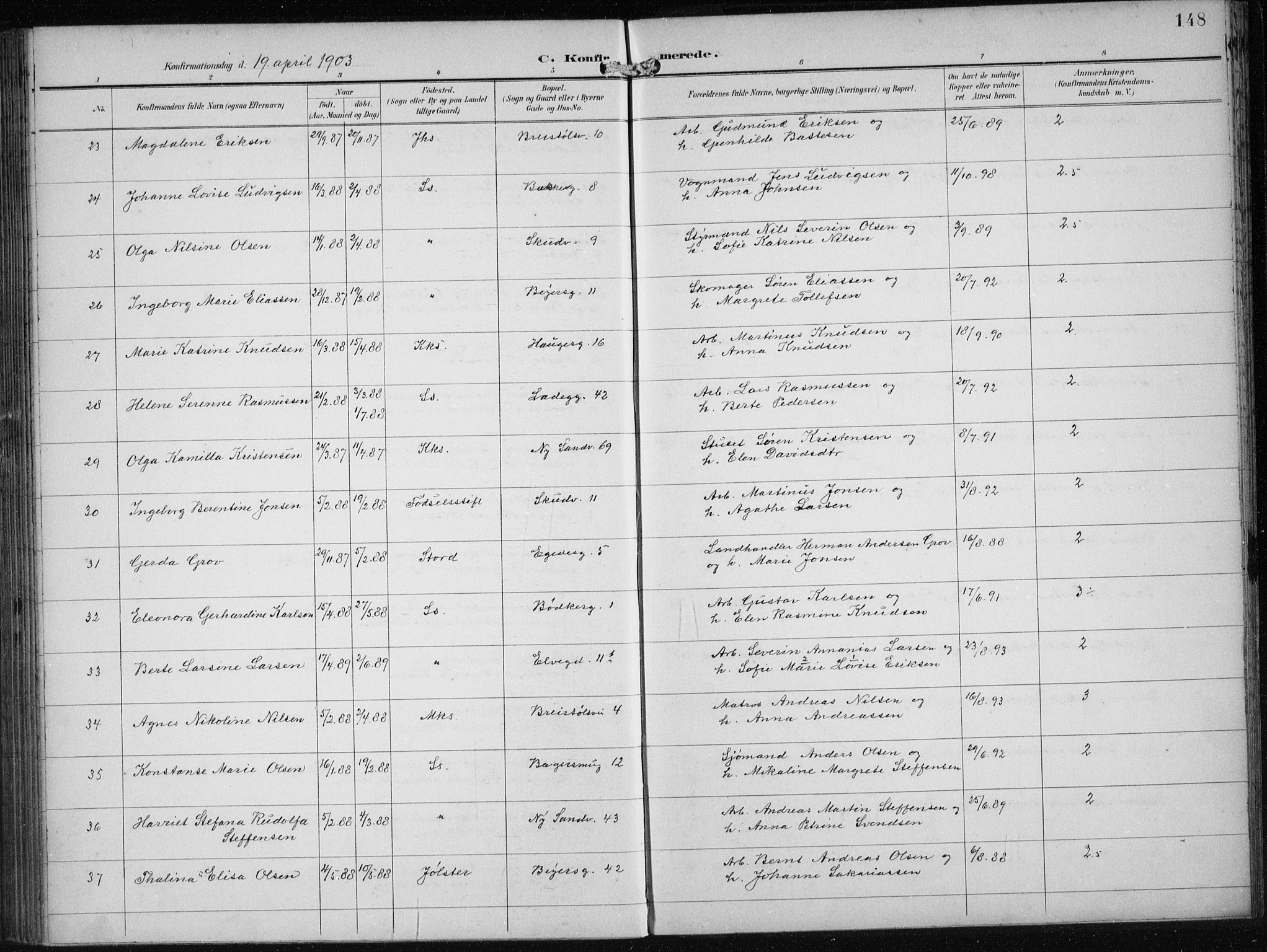 Sandviken Sokneprestembete, AV/SAB-A-77601/H/Ha/L0010: Parish register (official) no. C 1, 1895-1905, p. 148