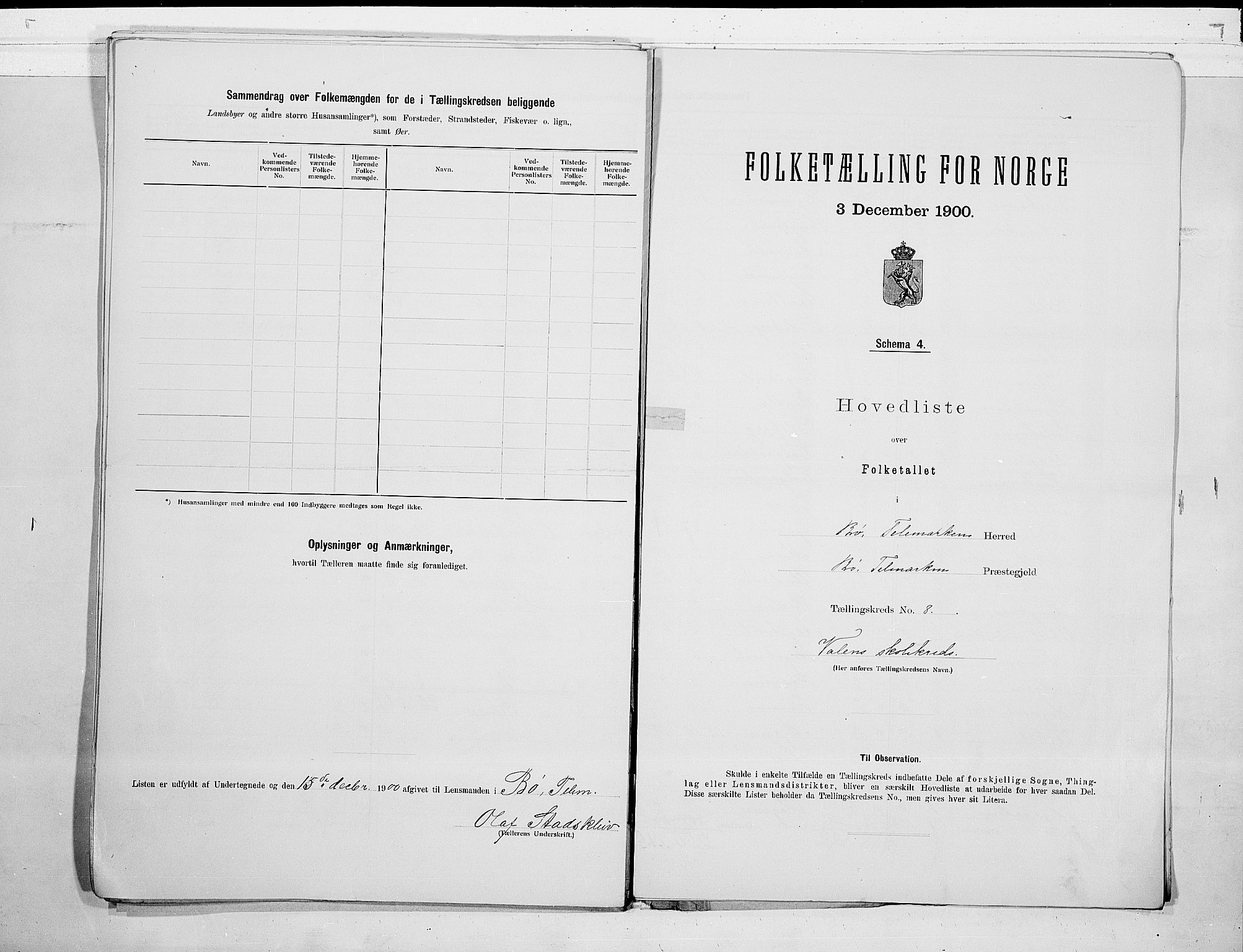 SAKO, 1900 census for Bø, 1900, p. 18