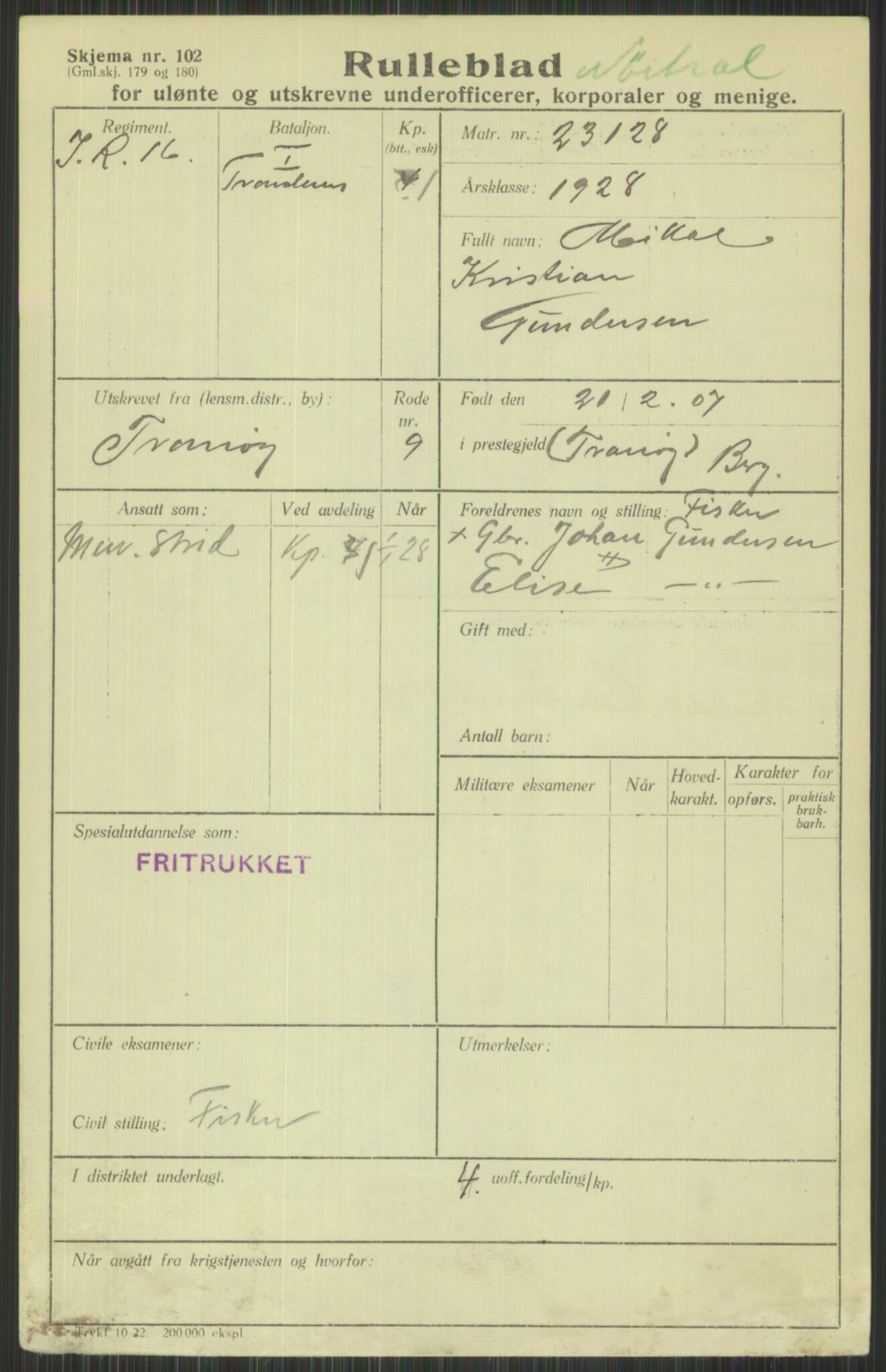 Forsvaret, Troms infanteriregiment nr. 16, AV/RA-RAFA-3146/P/Pa/L0013/0003: Rulleblad / Rulleblad for regimentets menige mannskaper, årsklasse 1928, 1928, p. 149