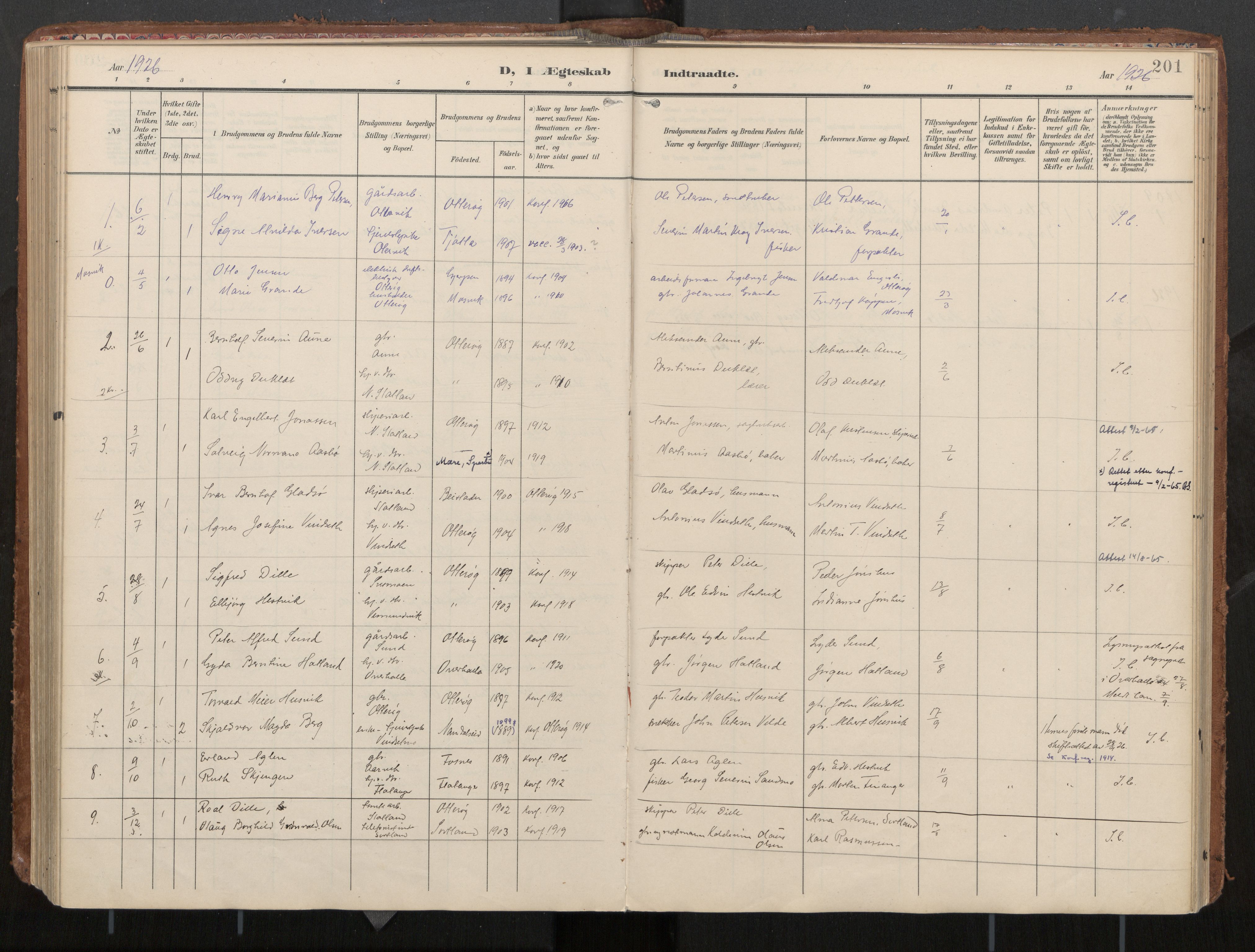 Ministerialprotokoller, klokkerbøker og fødselsregistre - Nord-Trøndelag, AV/SAT-A-1458/774/L0629: Parish register (official), 1904-1926, p. 201