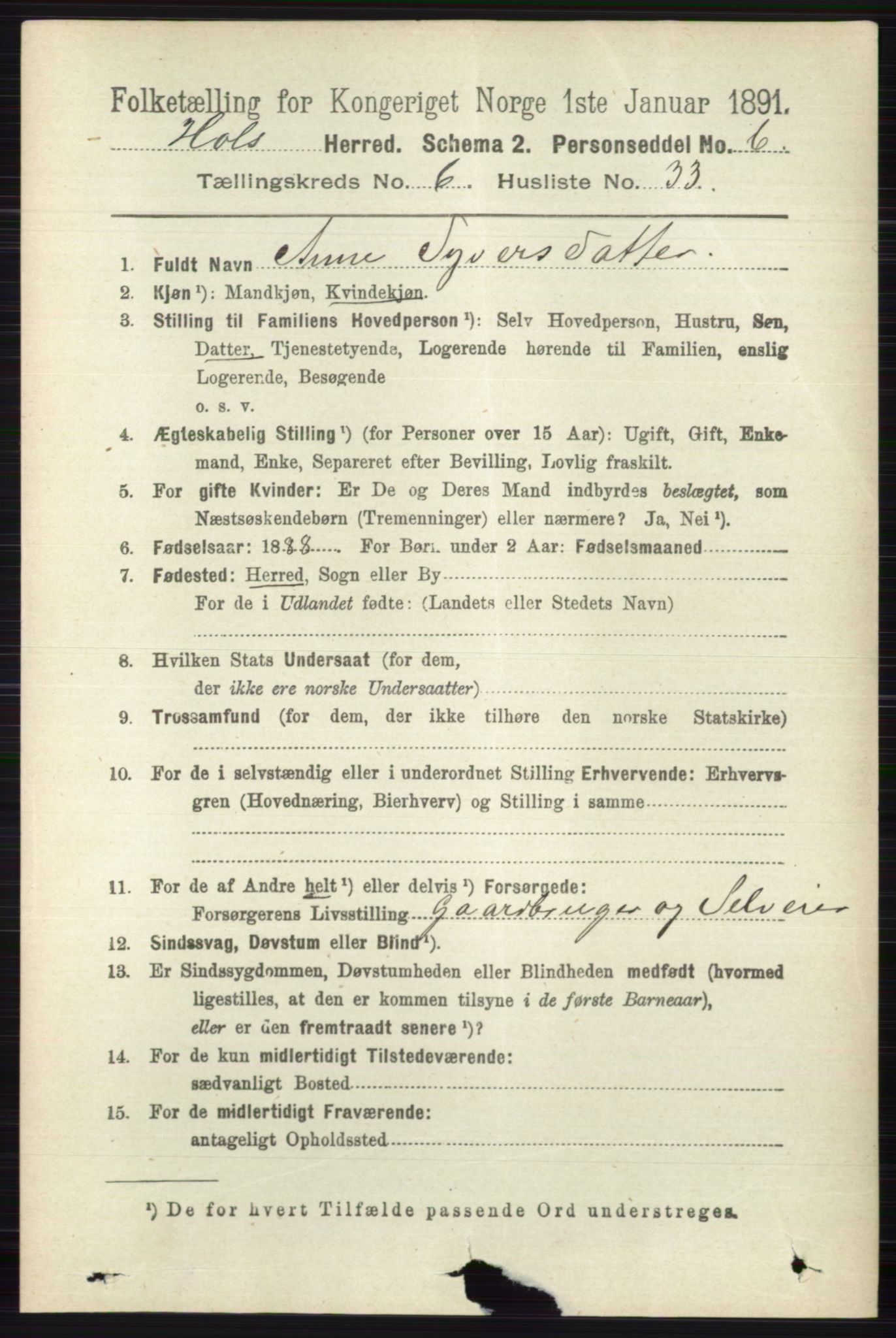 RA, 1891 census for 0620 Hol, 1891, p. 1972