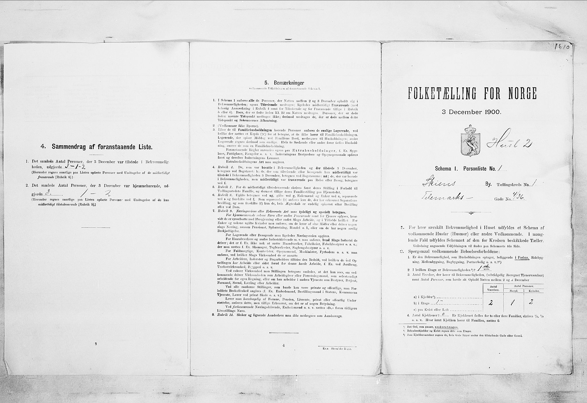 SAKO, 1900 census for Skien, 1900, p. 84