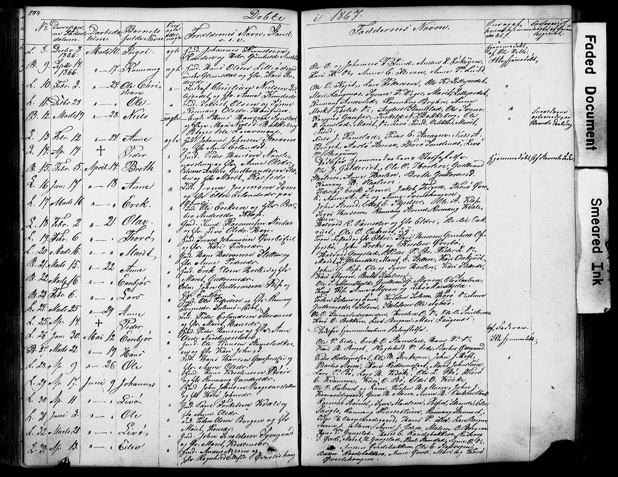 Lom prestekontor, SAH/PREST-070/L/L0012: Parish register (copy) no. 12, 1845-1873, p. 274-275