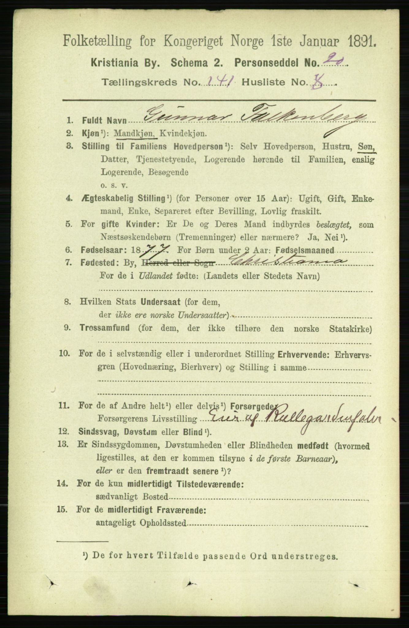 RA, 1891 census for 0301 Kristiania, 1891, p. 78259