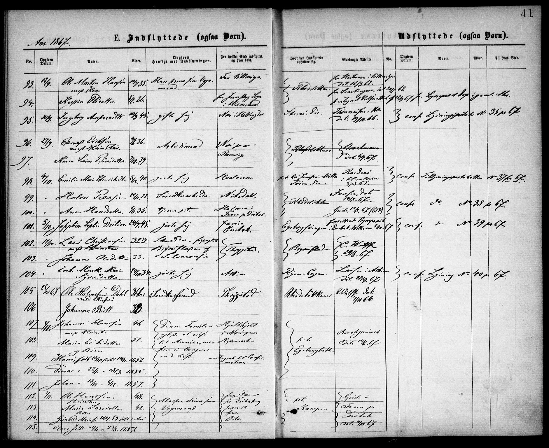 Østre Aker prestekontor Kirkebøker, AV/SAO-A-10840/F/Fa/L0002: Parish register (official) no. I 2, 1861-1878, p. 41