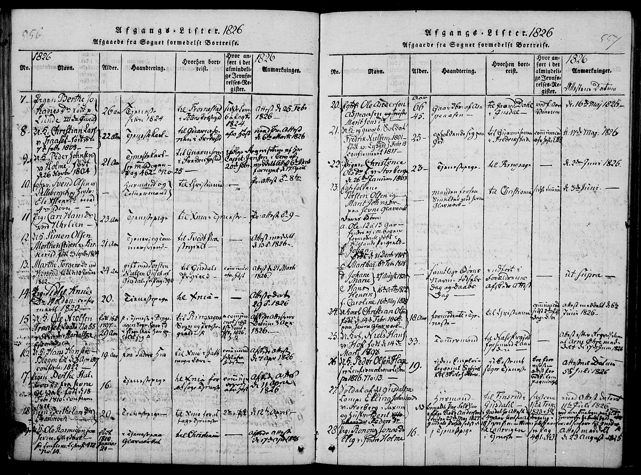 Fåberg prestekontor, SAH/PREST-086/H/Ha/Haa/L0003: Parish register (official) no. 3, 1818-1833, p. 556-557