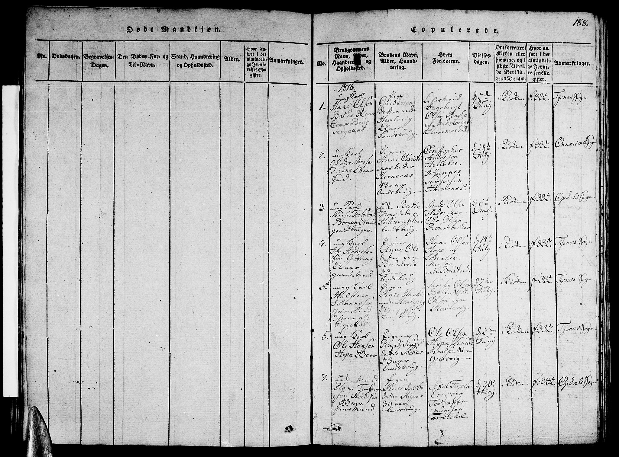 Tysnes sokneprestembete, SAB/A-78601/H/Hab: Parish register (copy) no. A 1, 1816-1828, p. 188