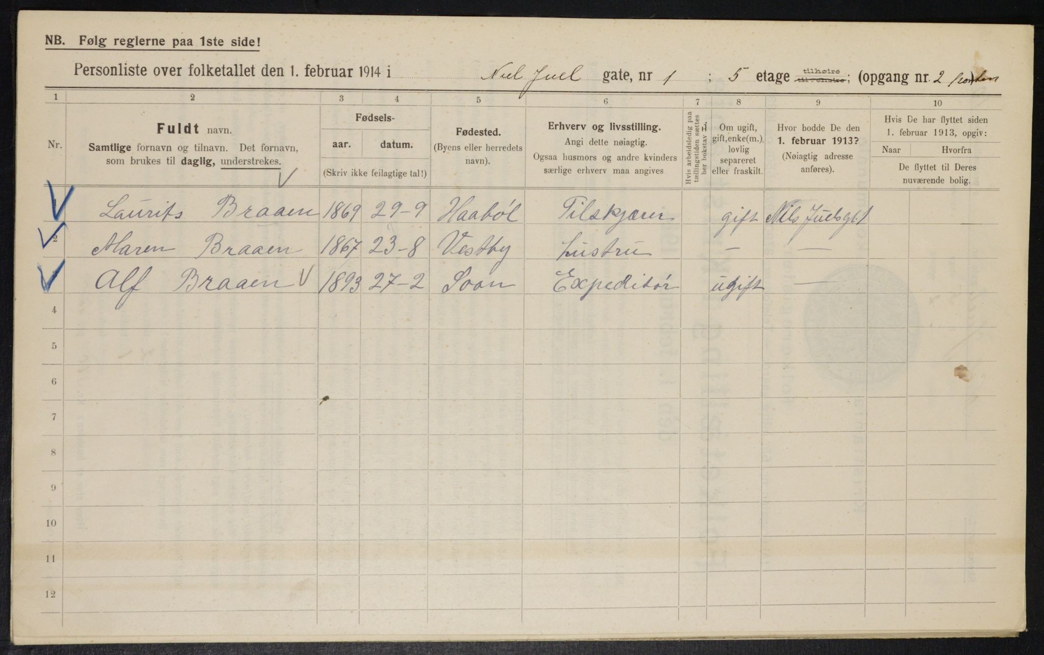 OBA, Municipal Census 1914 for Kristiania, 1914, p. 70124