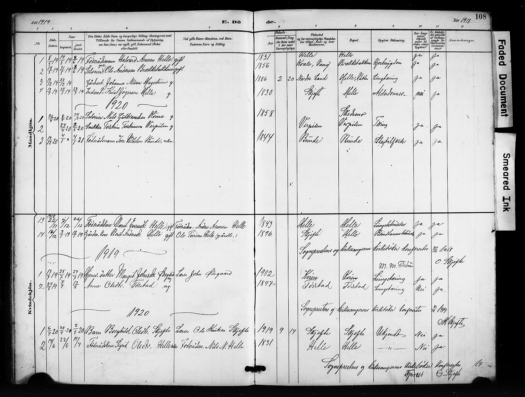 Vang prestekontor, Valdres, SAH/PREST-140/H/Hb/L0007: Parish register (copy) no. 7, 1893-1924, p. 108