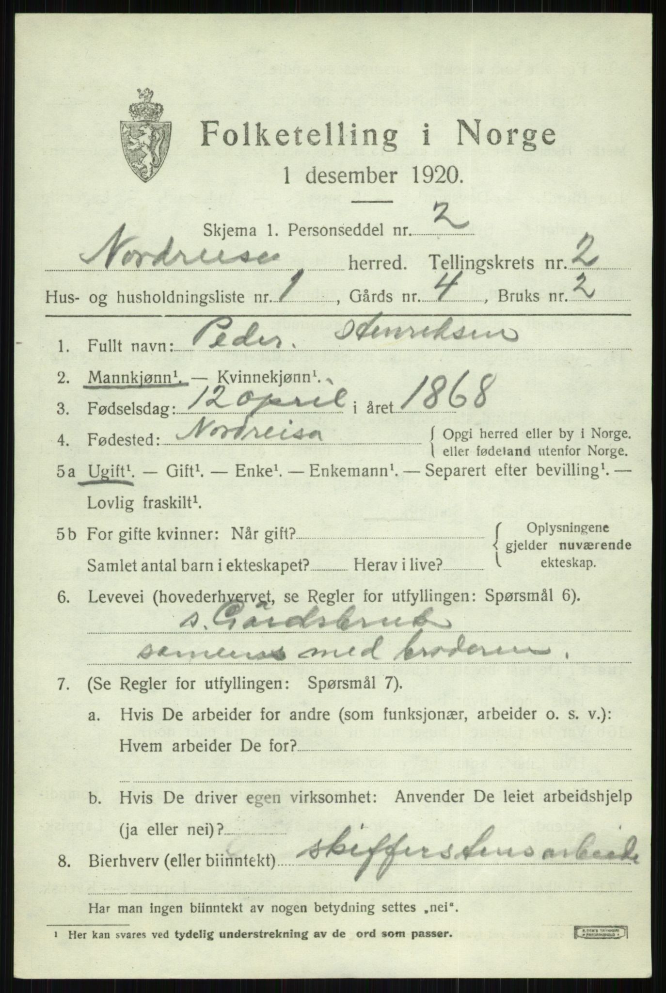 SATØ, 1920 census for Nordreisa, 1920, p. 999