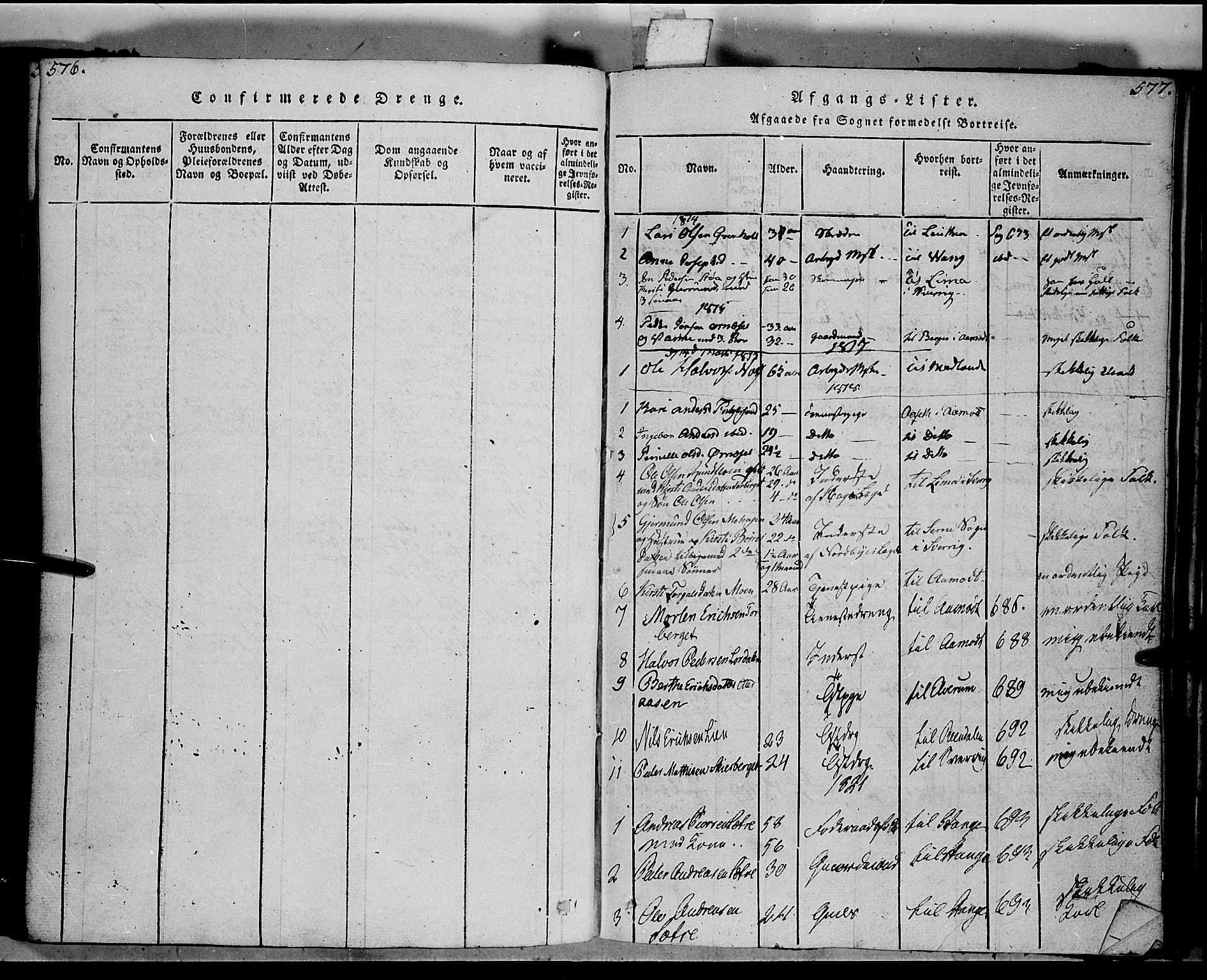 Trysil prestekontor, SAH/PREST-046/H/Ha/Haa/L0003: Parish register (official) no. 3 /1, 1814-1841, p. 576-577