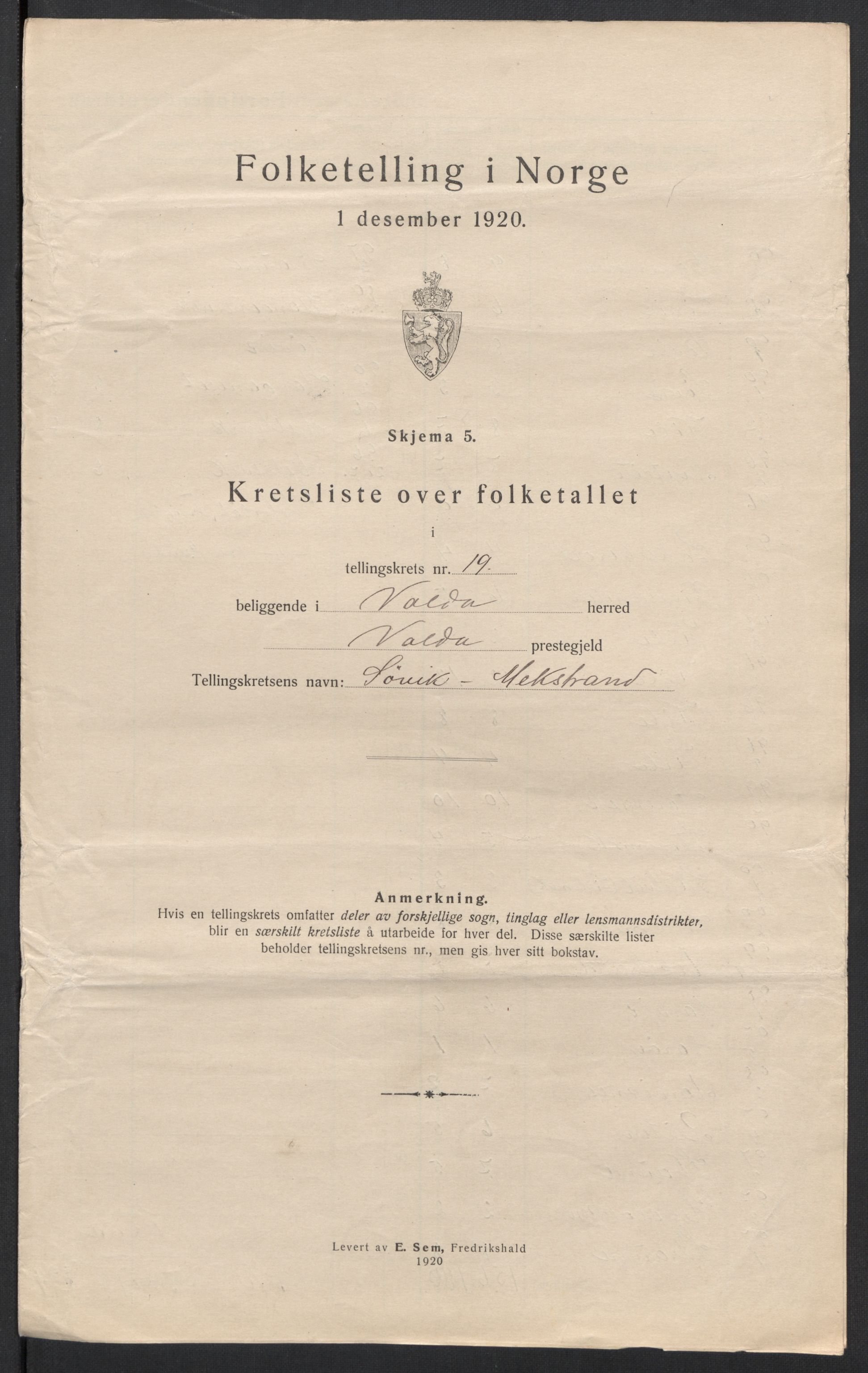 SAT, 1920 census for Volda, 1920, p. 60