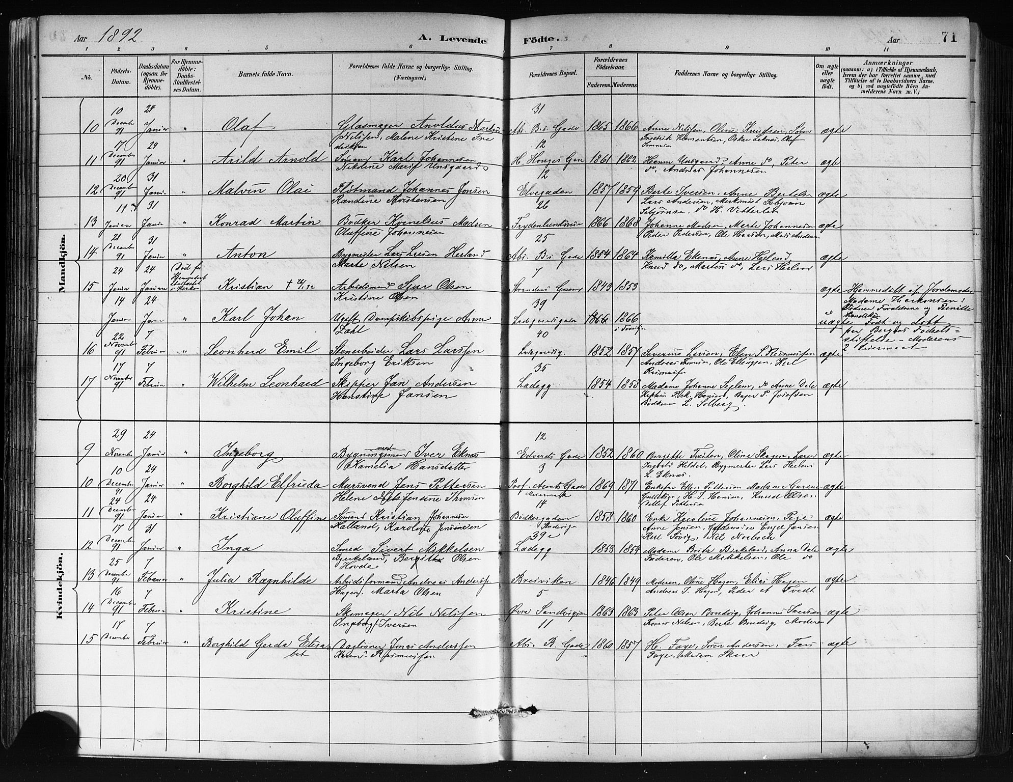 Sandviken Sokneprestembete, AV/SAB-A-77601/H/Hb/L0002: Parish register (copy) no. A 3, 1888-1902, p. 71