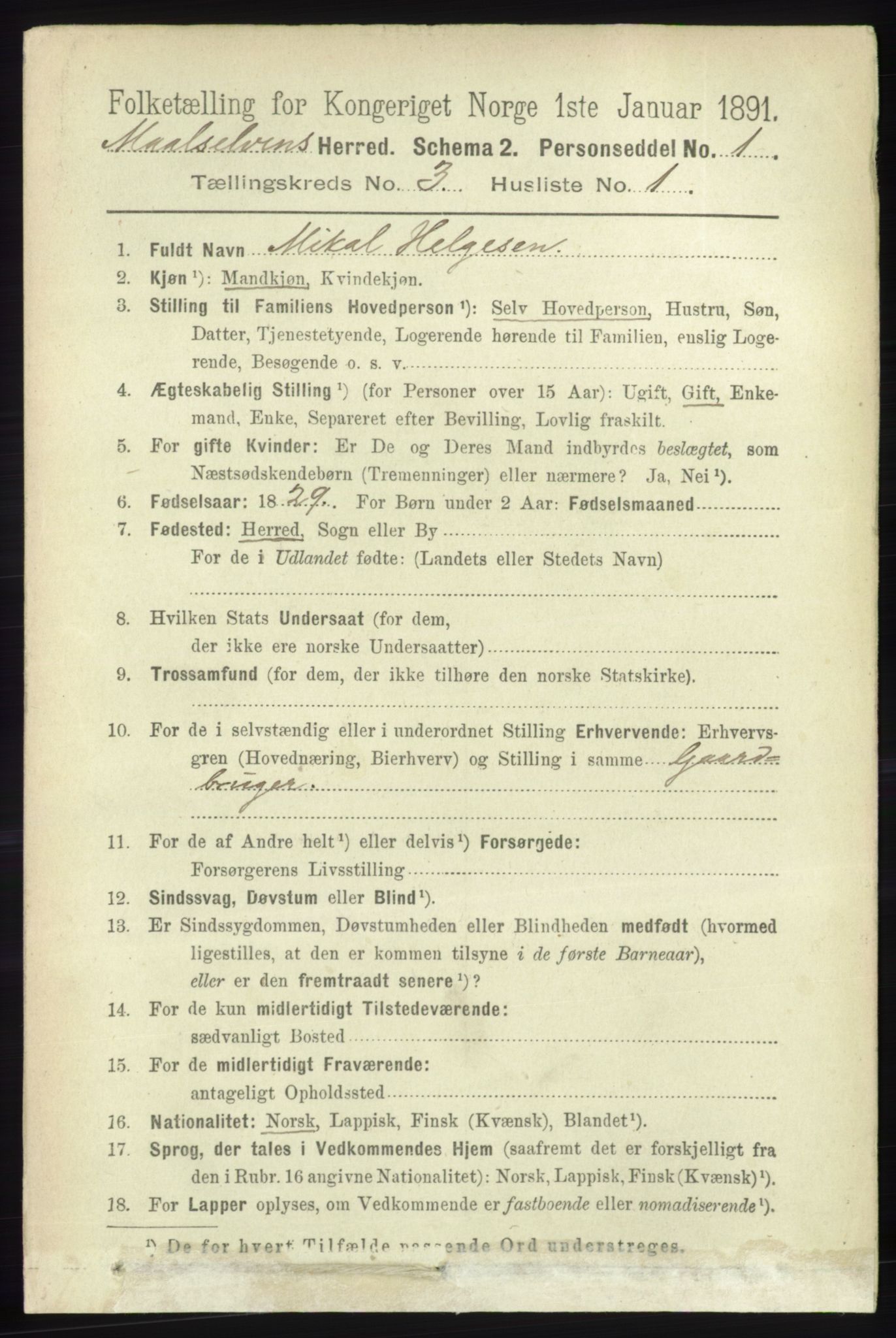 RA, 1891 census for 1924 Målselv, 1891, p. 590