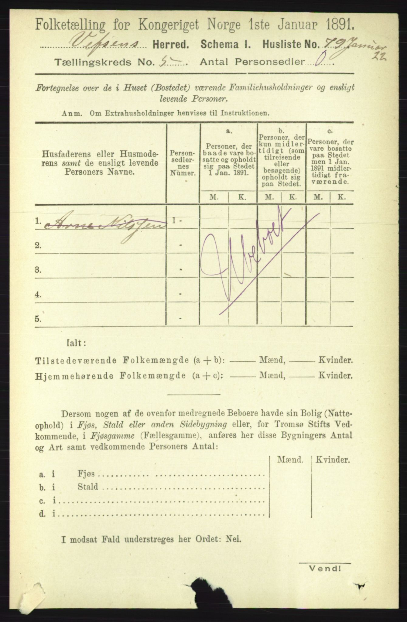 RA, 1891 census for 1824 Vefsn, 1891, p. 2080