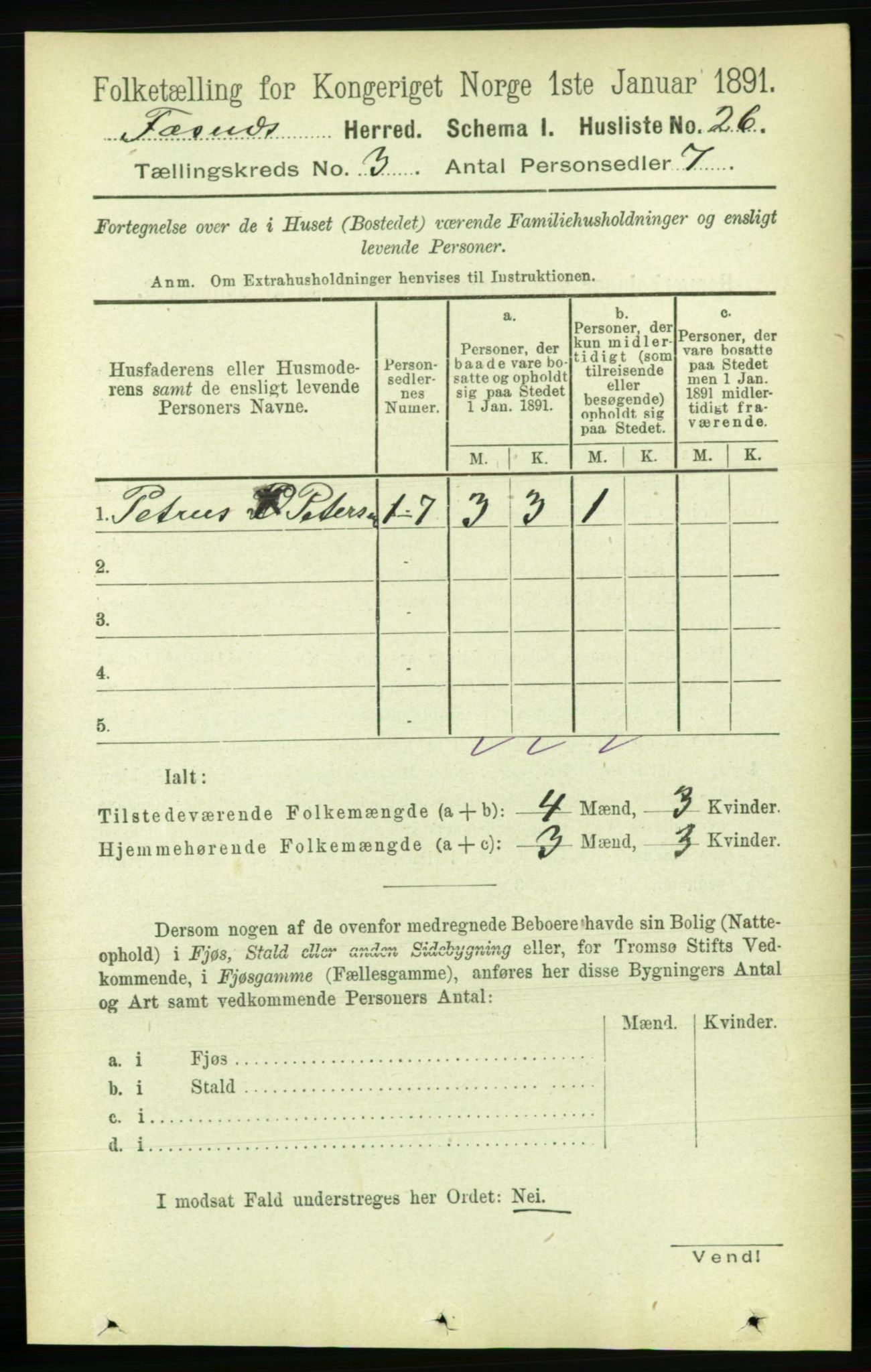 RA, 1891 census for 1748 Fosnes, 1891, p. 631