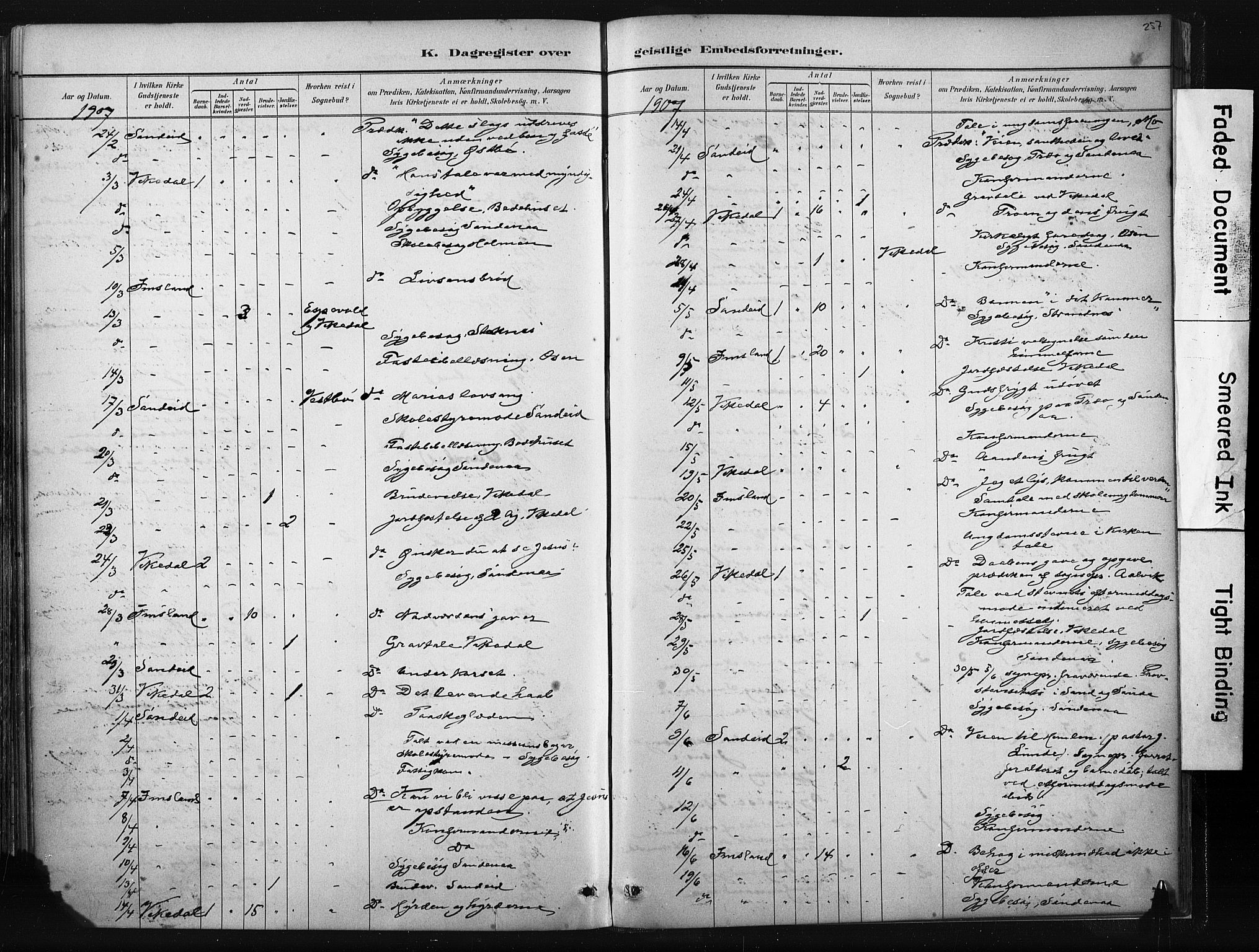 Vikedal sokneprestkontor, AV/SAST-A-101840/01/IV: Parish register (official) no. A 10, 1884-1907, p. 257